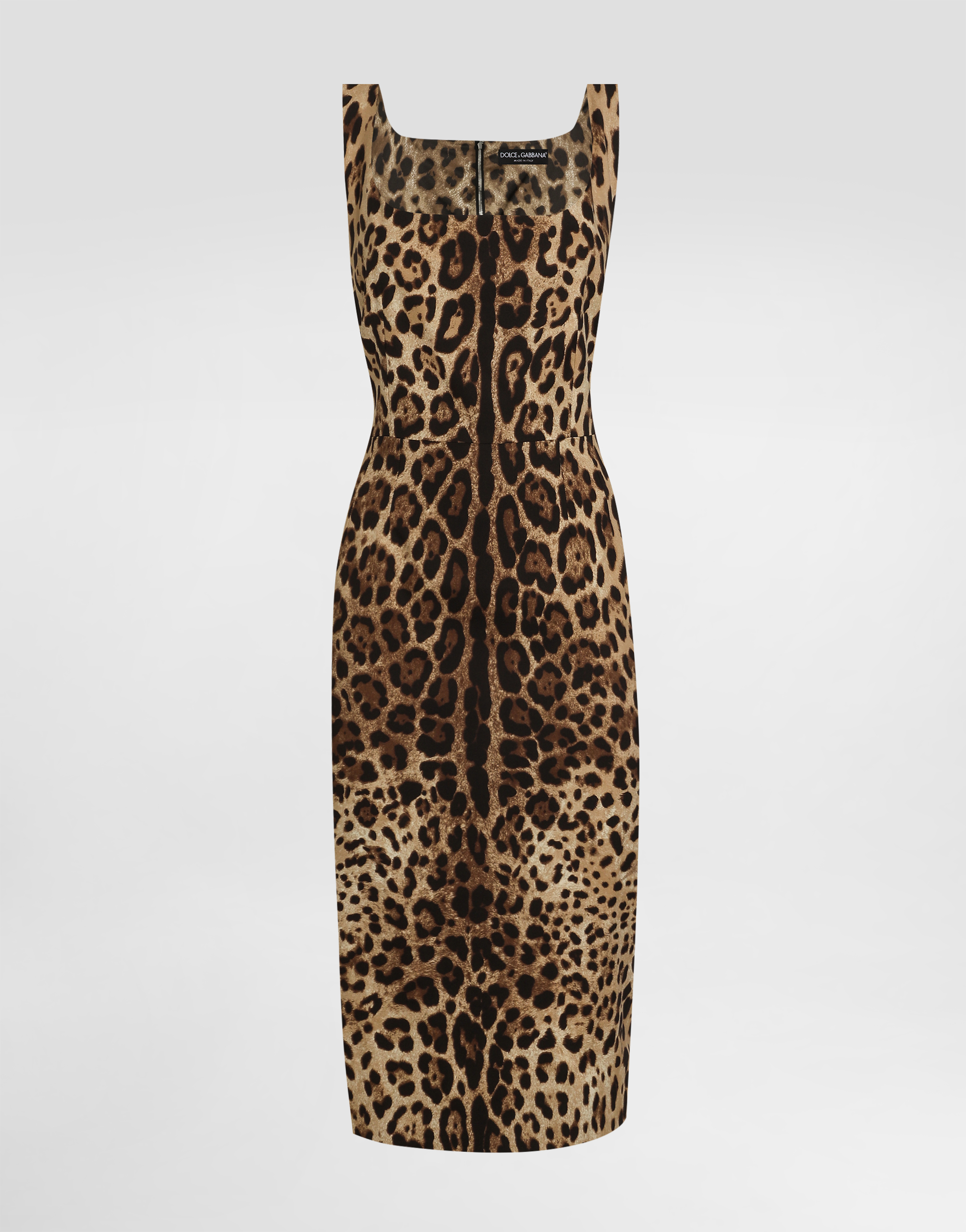 Leopard-print charmeuse midi dress in Multicolor for Women