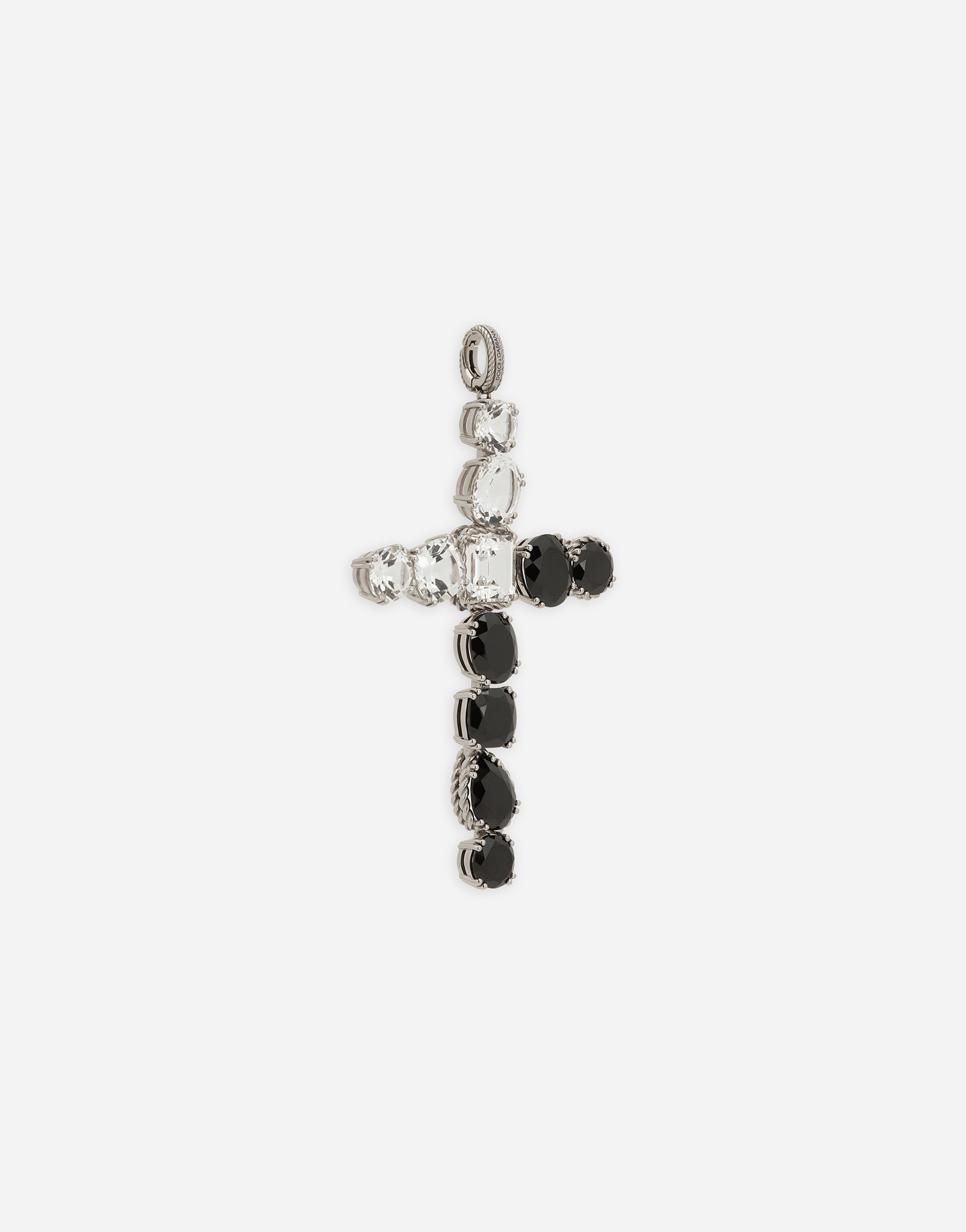 Dolce & Gabbana Anna Charm In White Gold 18kt With Colourless Topazes, Grey And Black Spinels In White