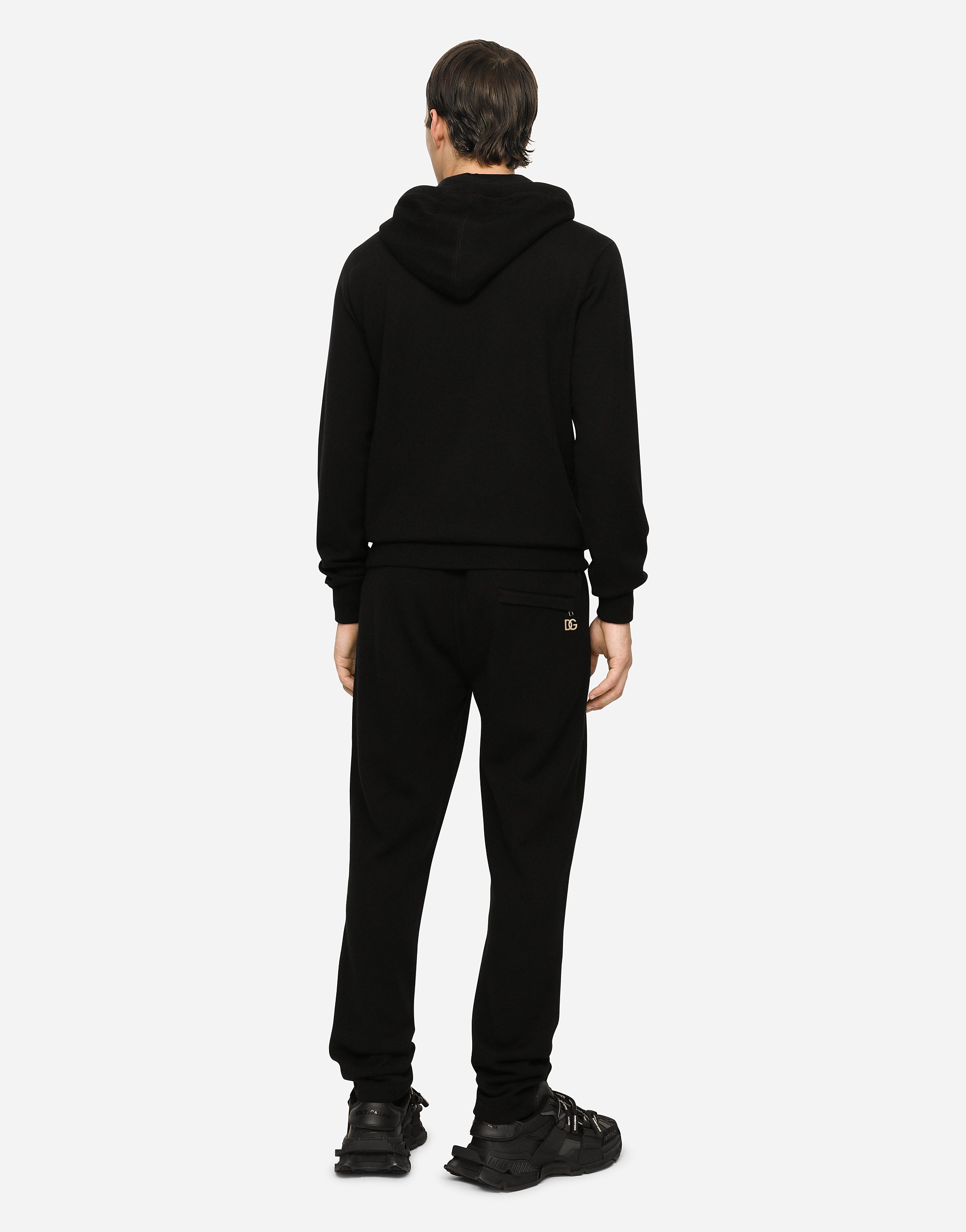 Dolce & Gabbana Cashmere Jogging Pants With Dg Logo In Black