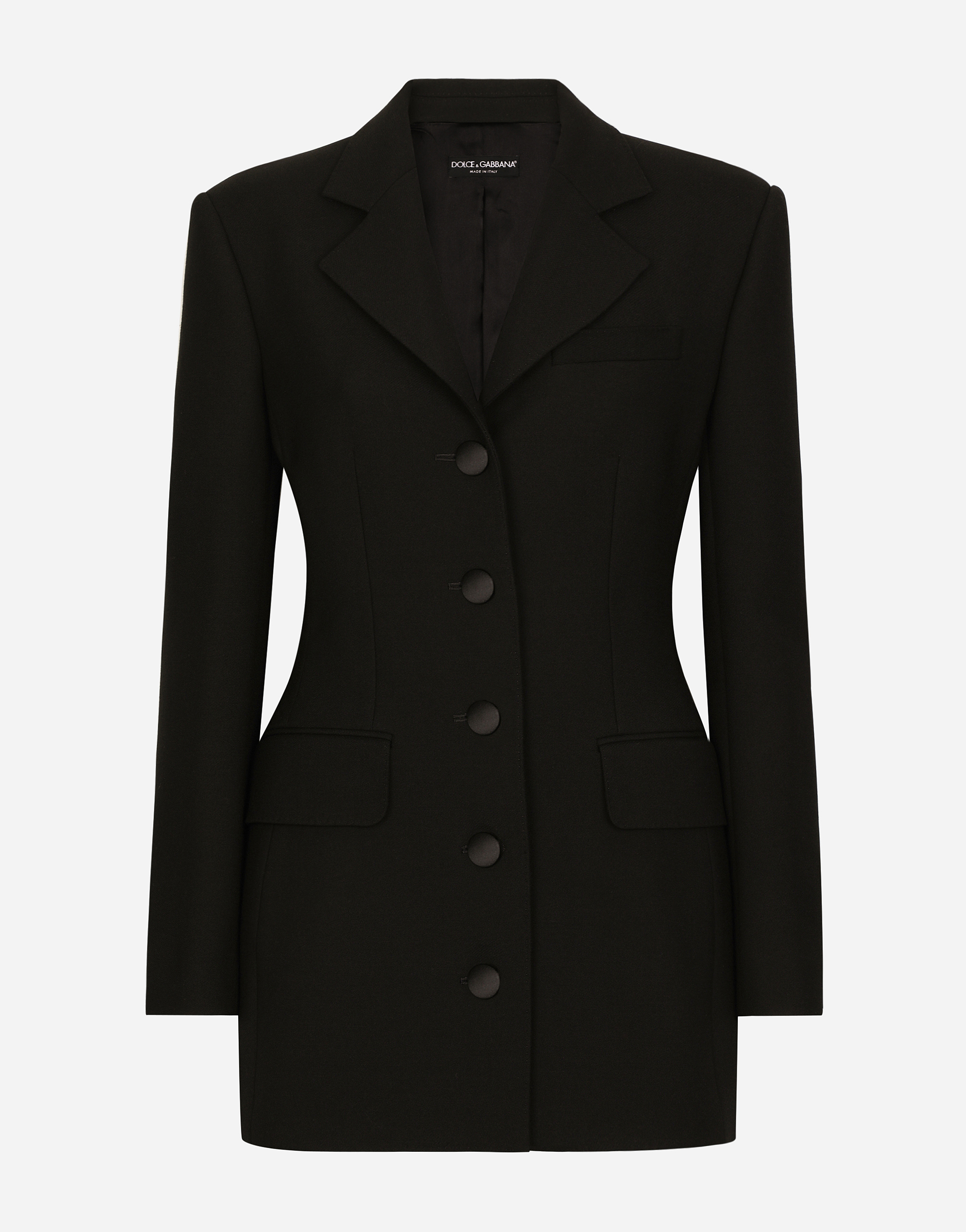 Dolce & Gabbana Long Single-breasted Wool Cady Dolce-fit Jacket - Woman Blazers Black Wool