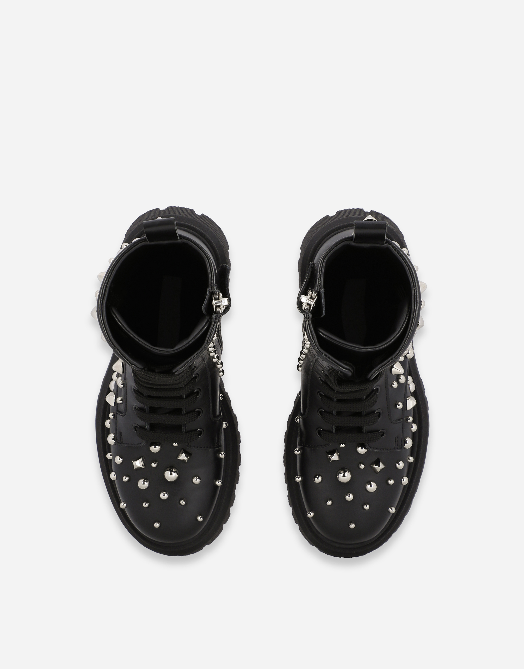 DOLCE & GABBANA STUDDED LEATHER COMBAT BOOTS