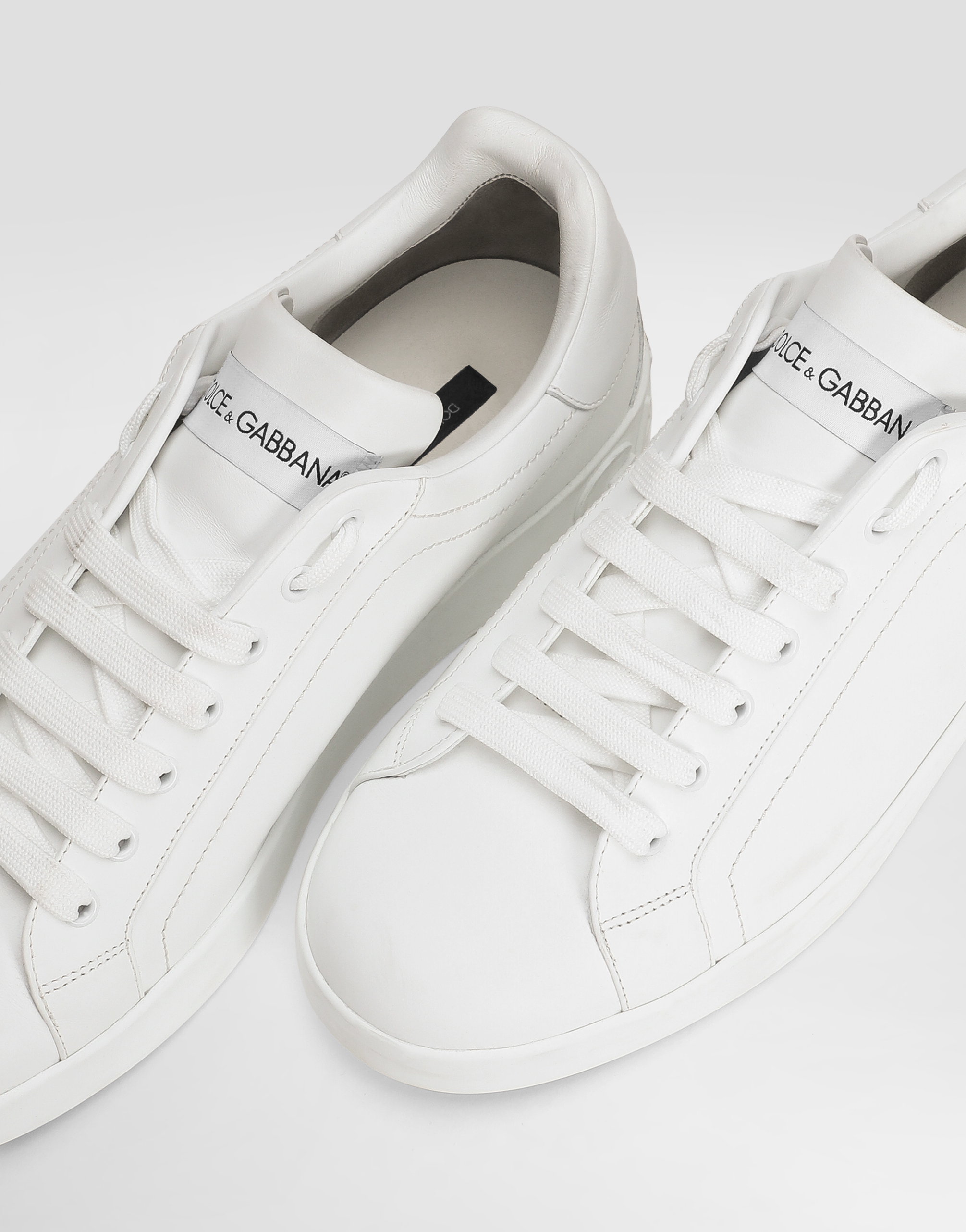 Shop Dolce & Gabbana Calfskin Portofino Sneakers In White