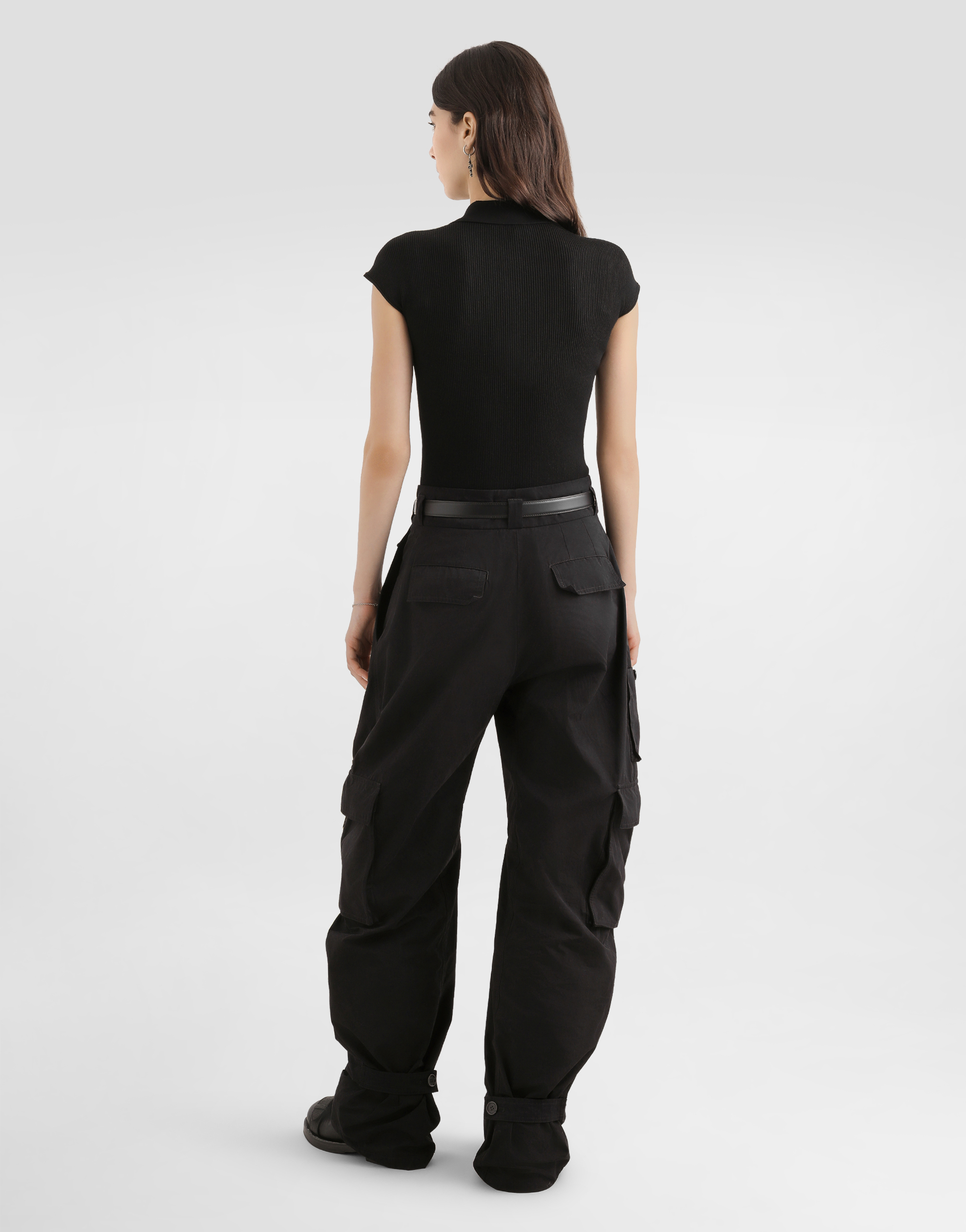 Dolce & Gabbana Ribbed Polo Sweater In Black