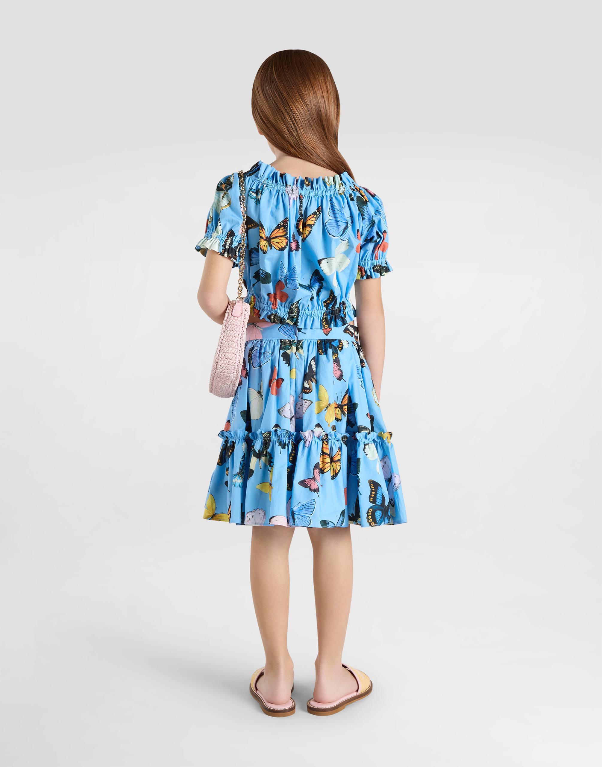 Dolce & Gabbana Cotton Poplin Top With Butterfly Print In Print