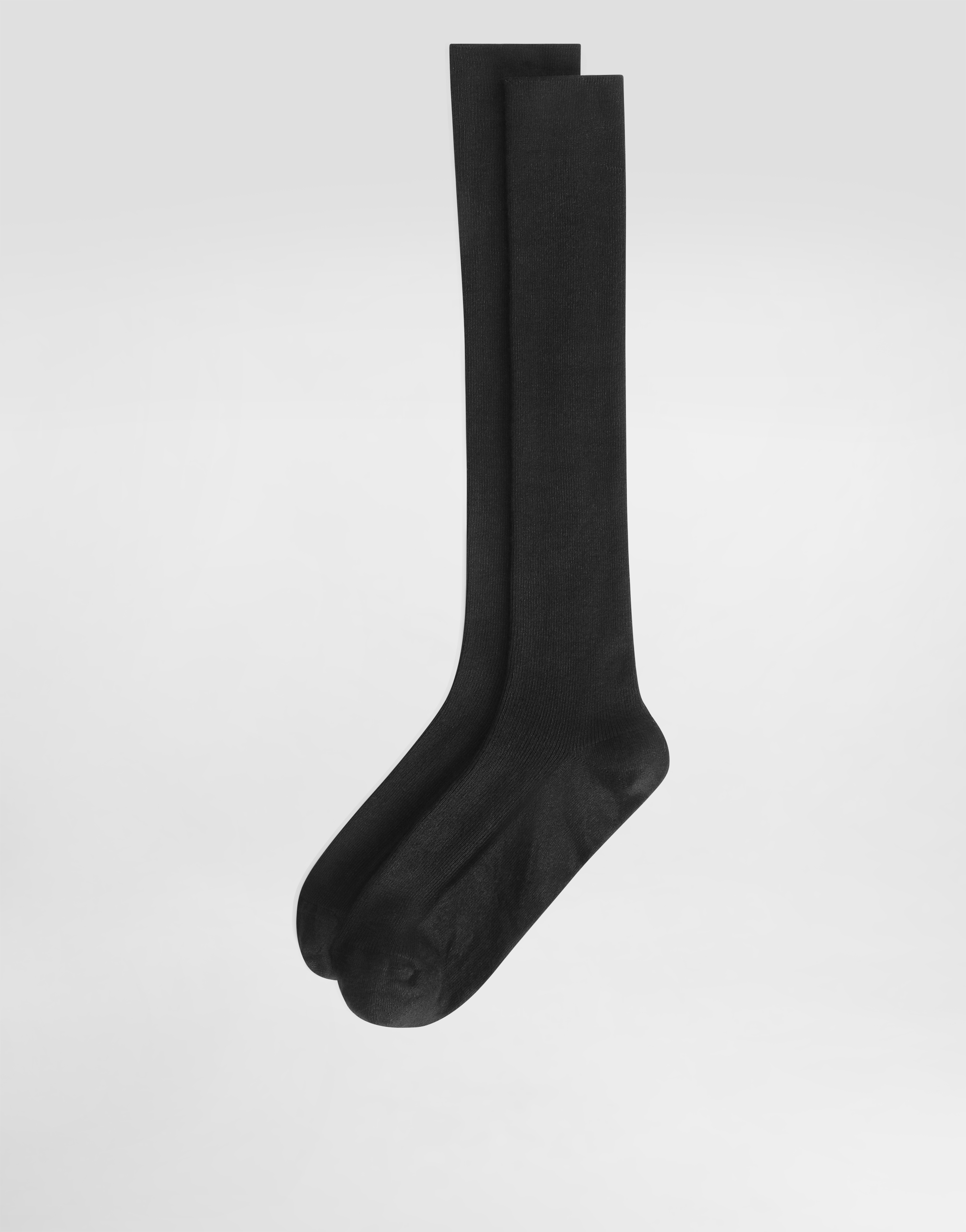 Dolce & Gabbana Ribbed Knee-high Socks In Black