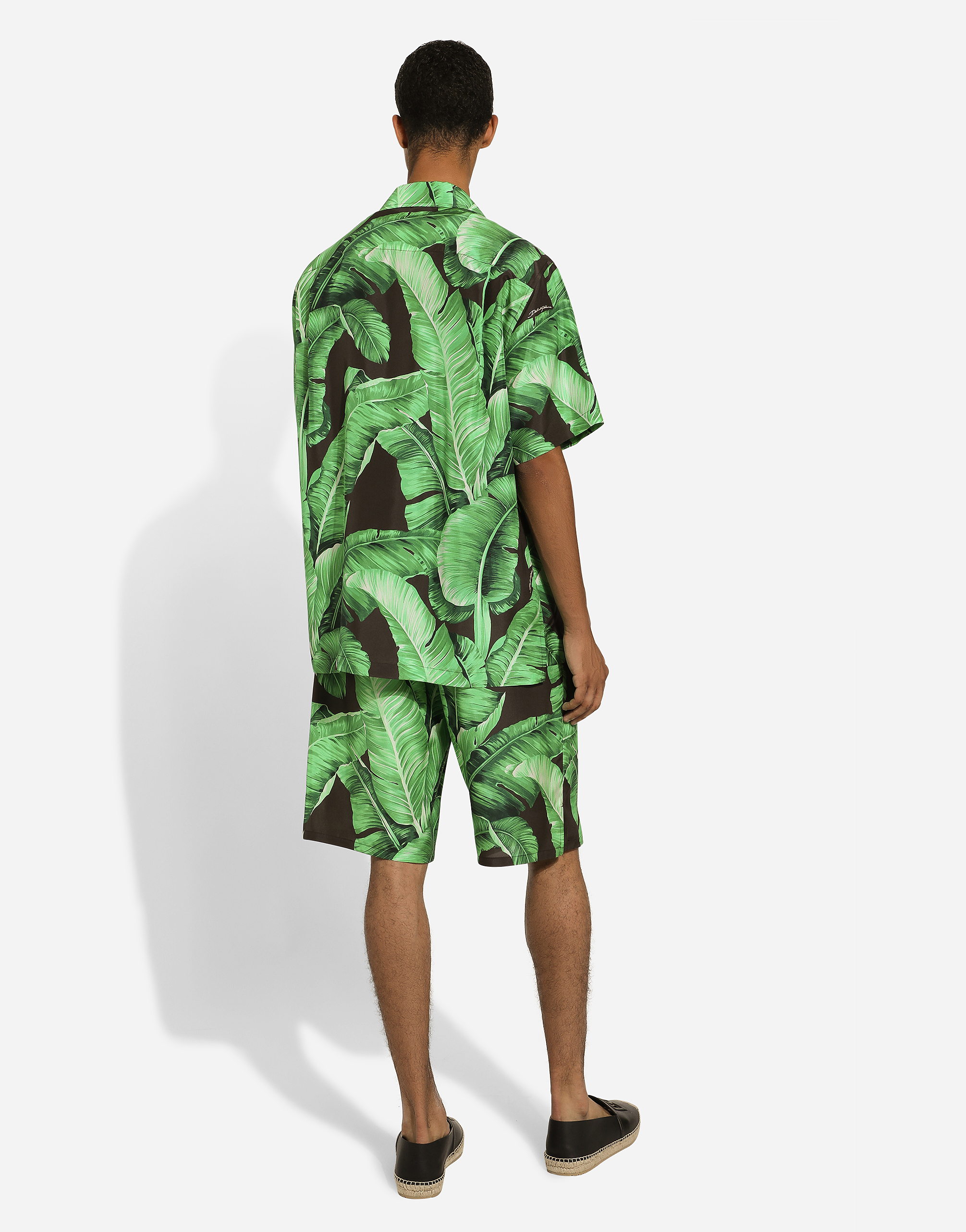 Shop Dolce & Gabbana Silk Hawaiian Shirt With Banana Tree Print