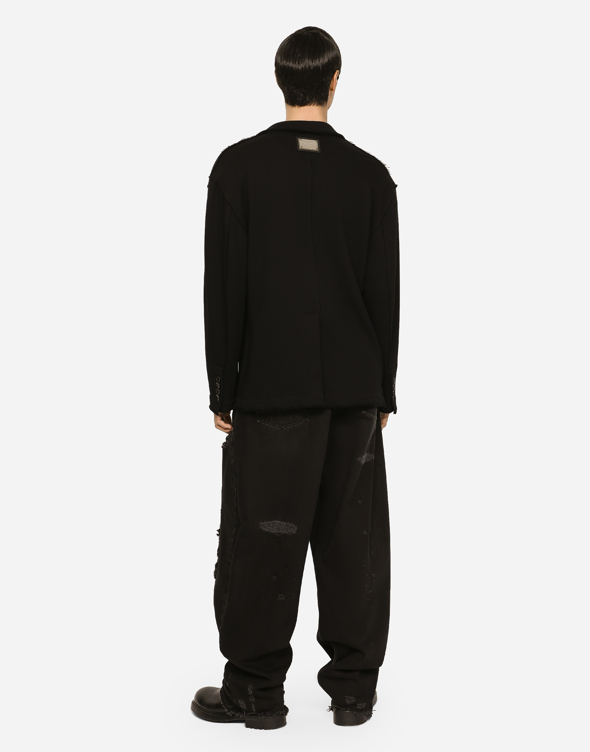 DOLCE & GABBANA OVERSIZE JERSEY JACKET WITH LOGO TAG