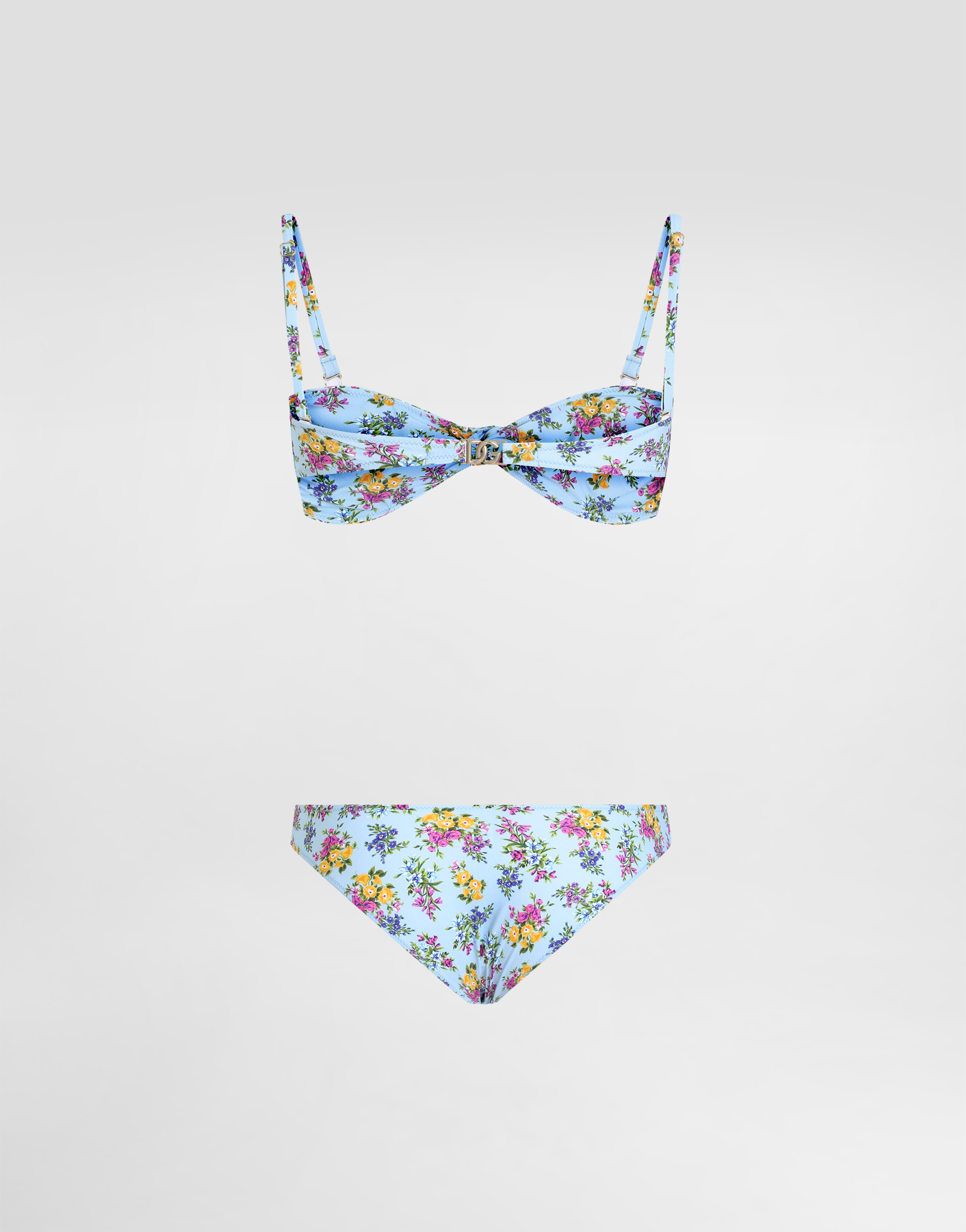 Dolce & Gabbana Dolce  Gabbana Small Floral-print Bikini In Blue