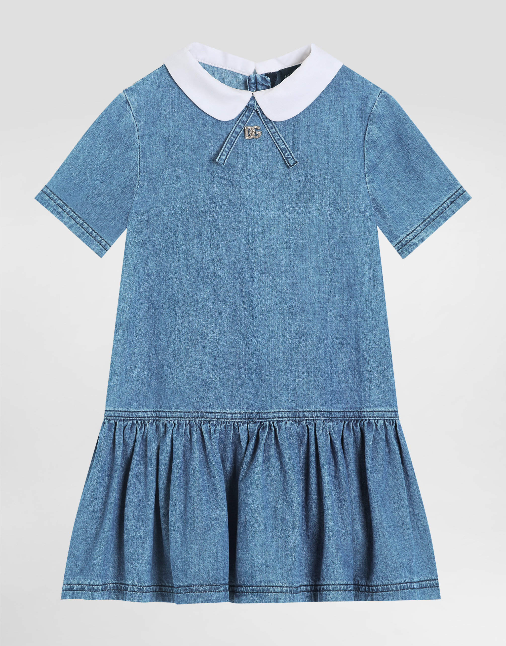 Dolce & Gabbana Chambray Dress With Dg Logo In Multicolor