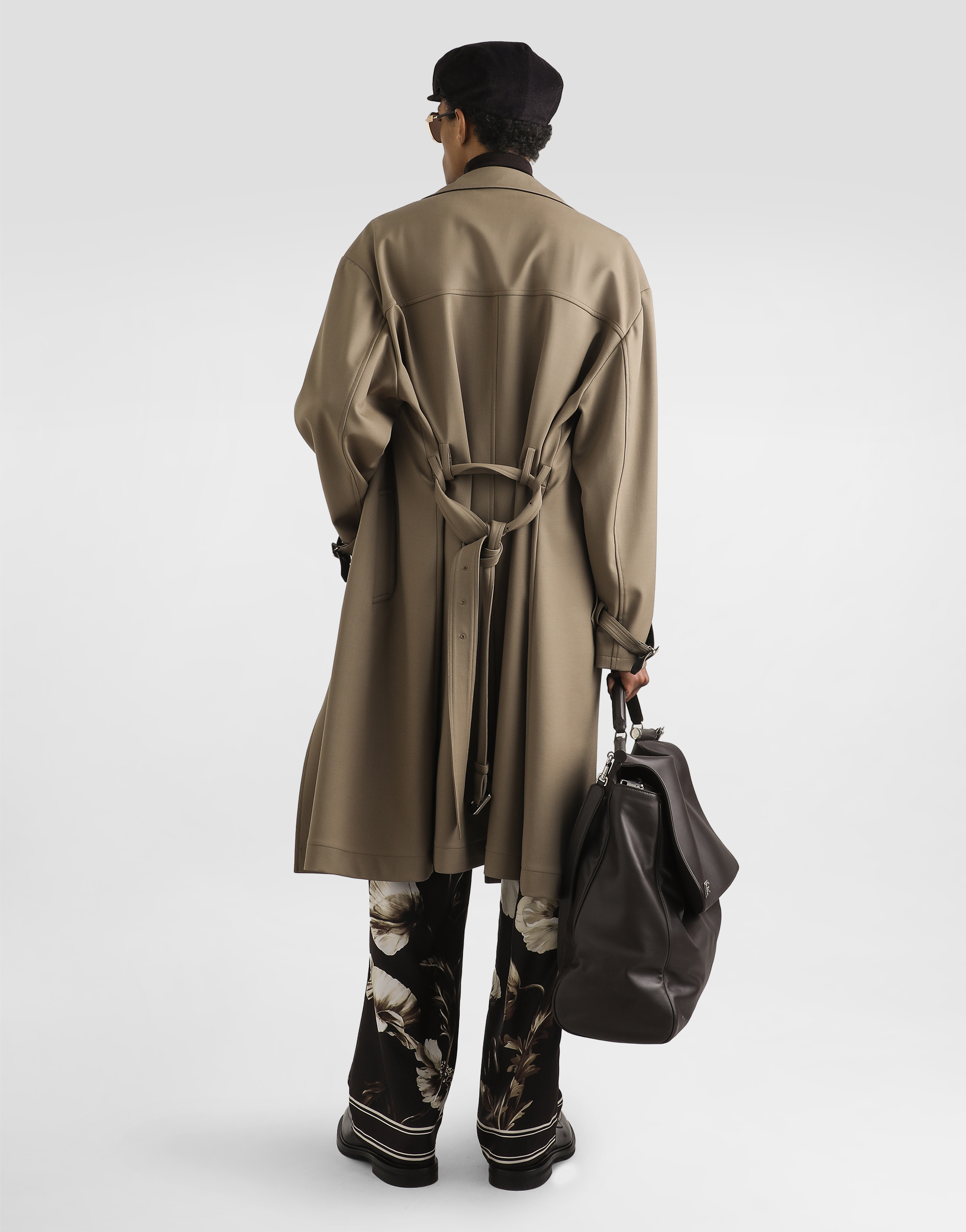 Poppy-print silk twill trousers