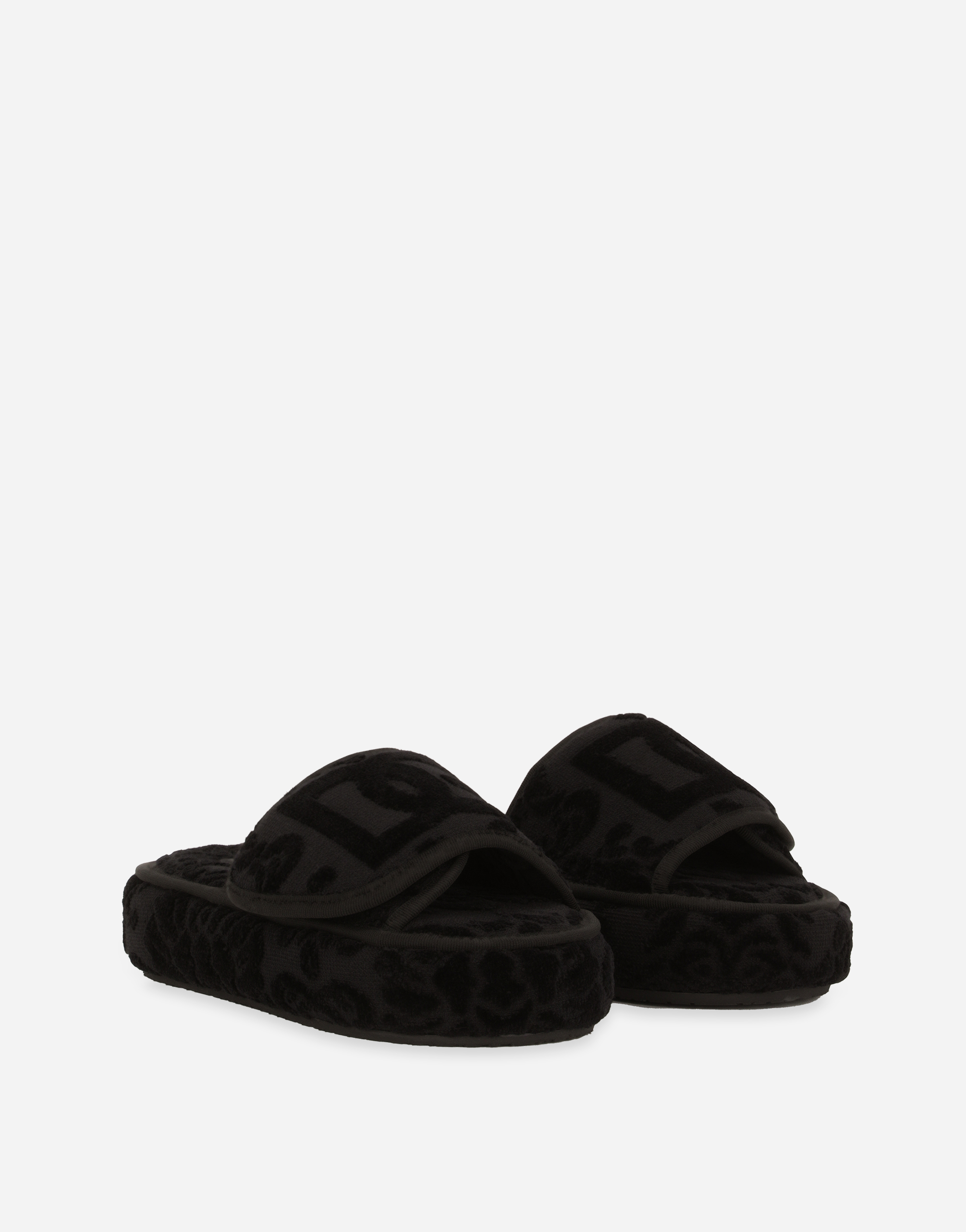 Dolce & Gabbana Terry Cotton Plateau Slippes In Multicolor