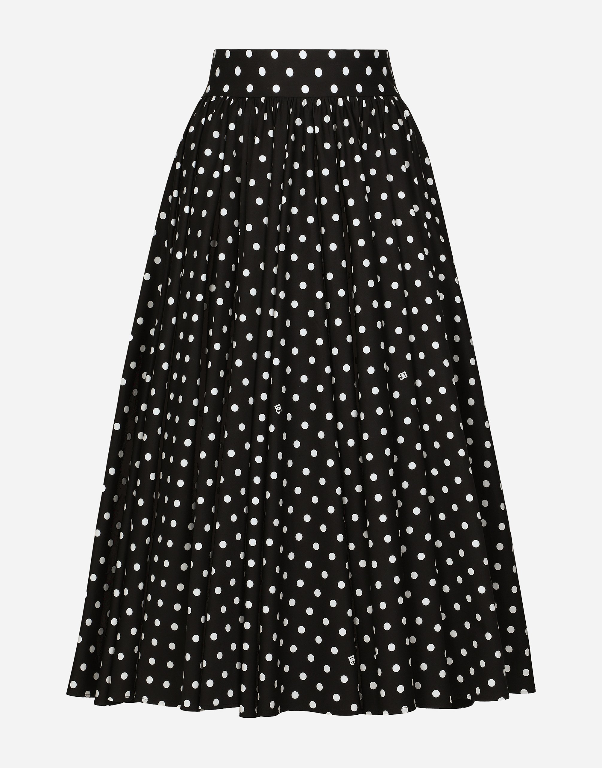 Dolce & Gabbana Cotton Calf-length Circle Skirt With Polka-dot Print - Woman Skirts Print