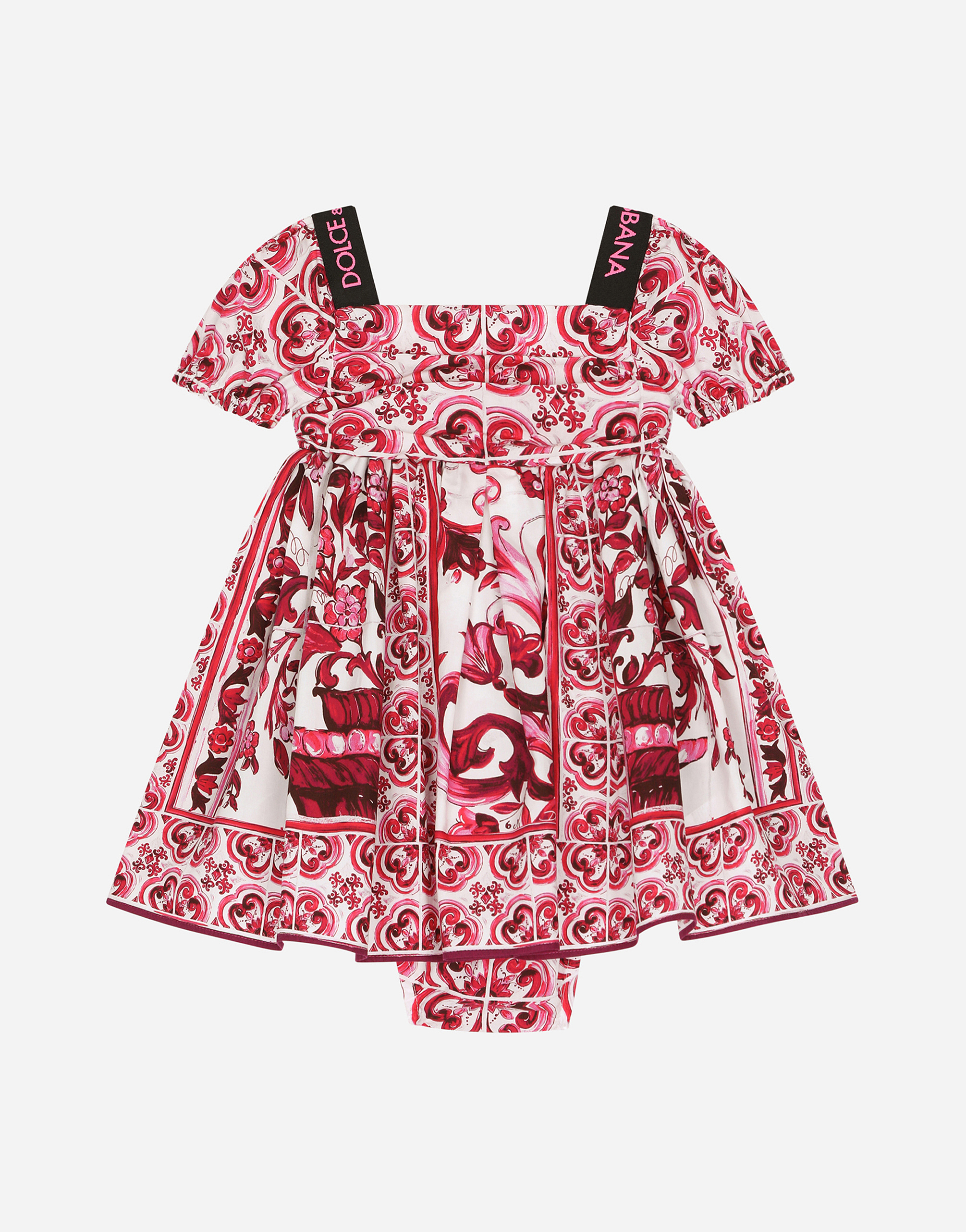 DOLCE & GABBANA MAJOLICA-PRINT POPLIN MIDI DRESS