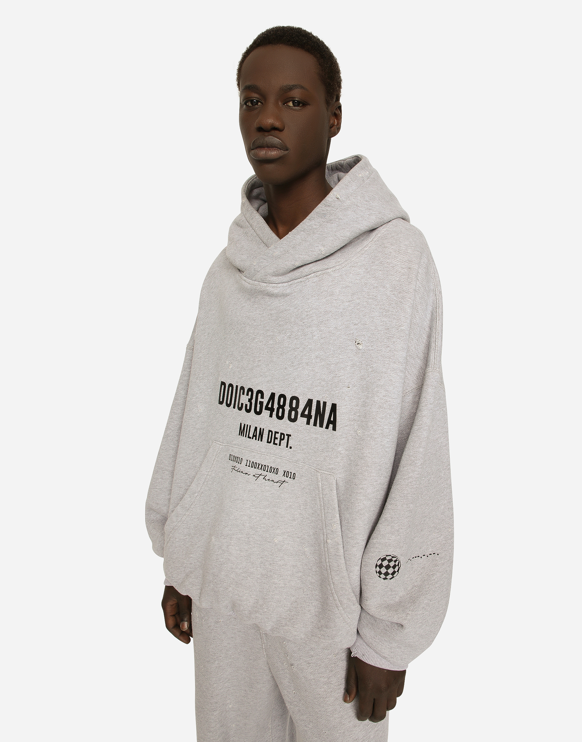 DOLCE & GABBANA JERSEY HOODIE WITH LOGO PRINT