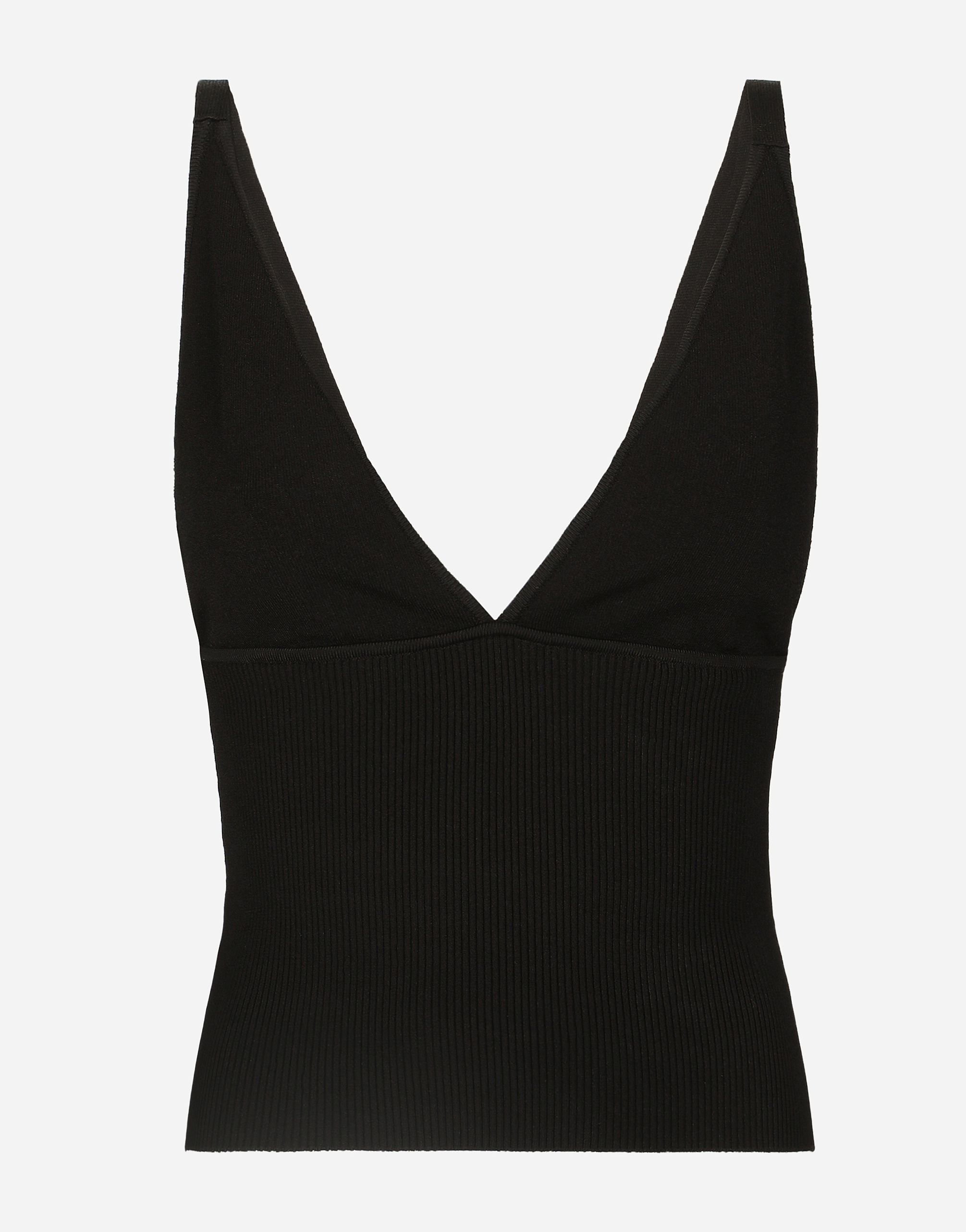 Dolce & Gabbana Ribbed-knit Cropped Tank Top In ブラック