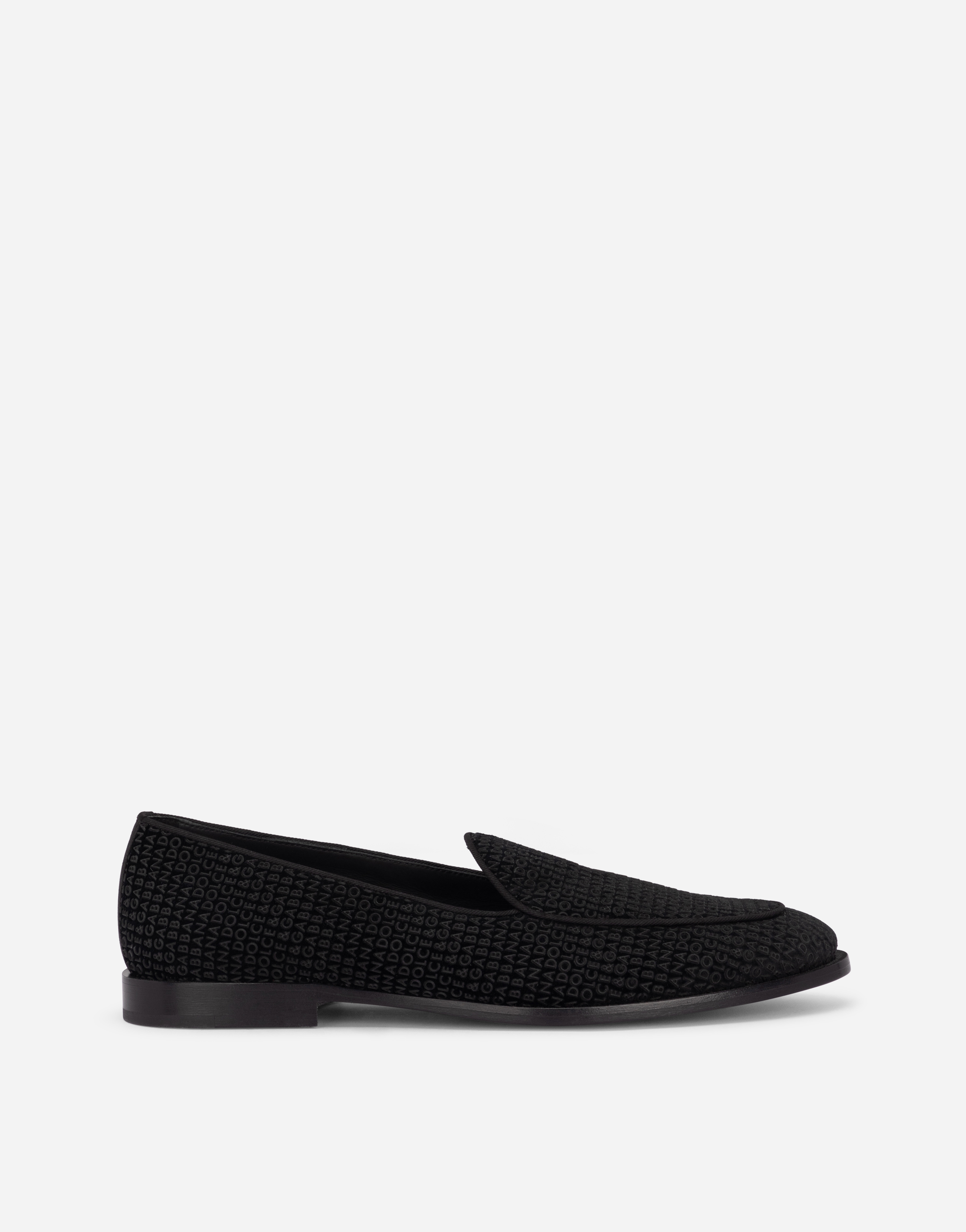 Dolce & Gabbana Velvet Slippers In Black
