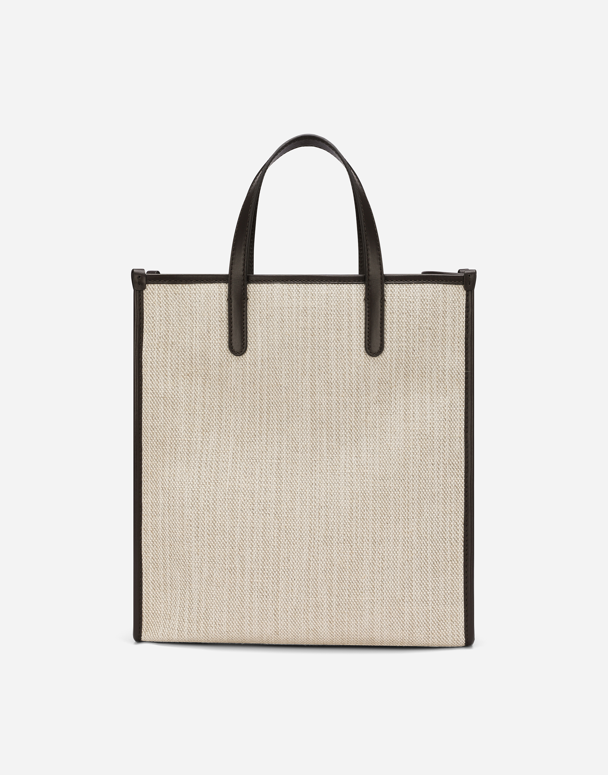 Shop Dolce & Gabbana Small Structured Canvas Shopper In Beige