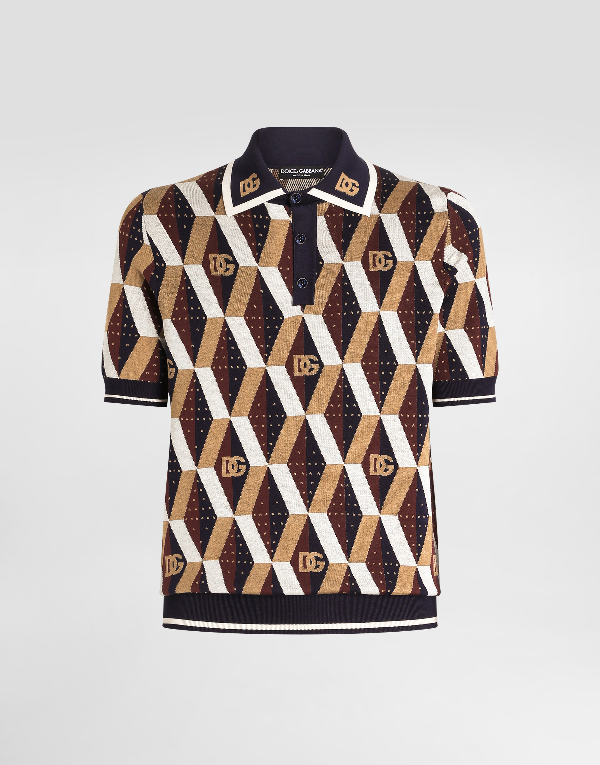 Silk jacquard polo shirt in Multicolor for Men | Dolce&Gabbana®