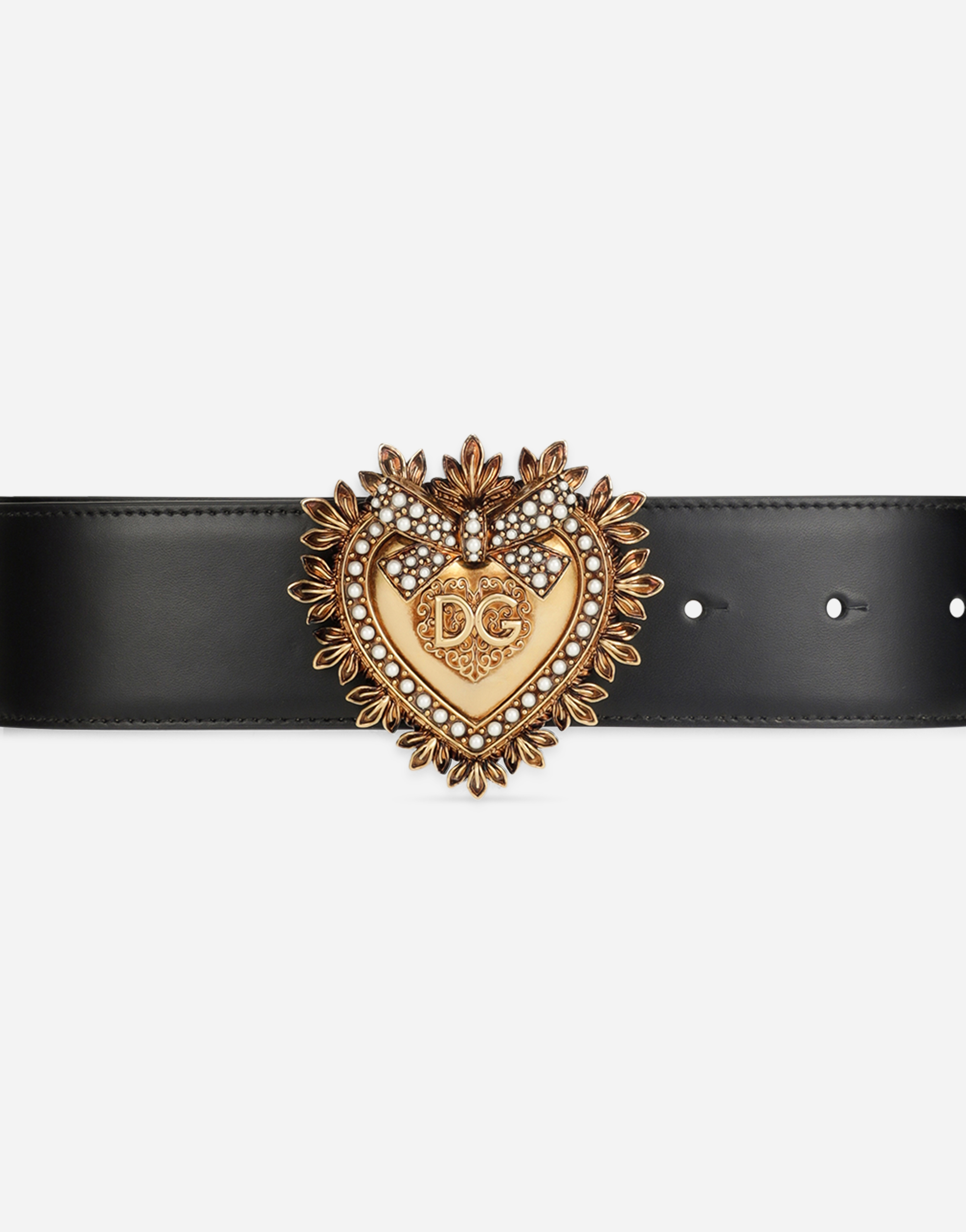 Dolce & Gabbana Devotion Belt In Lux Leather In Black