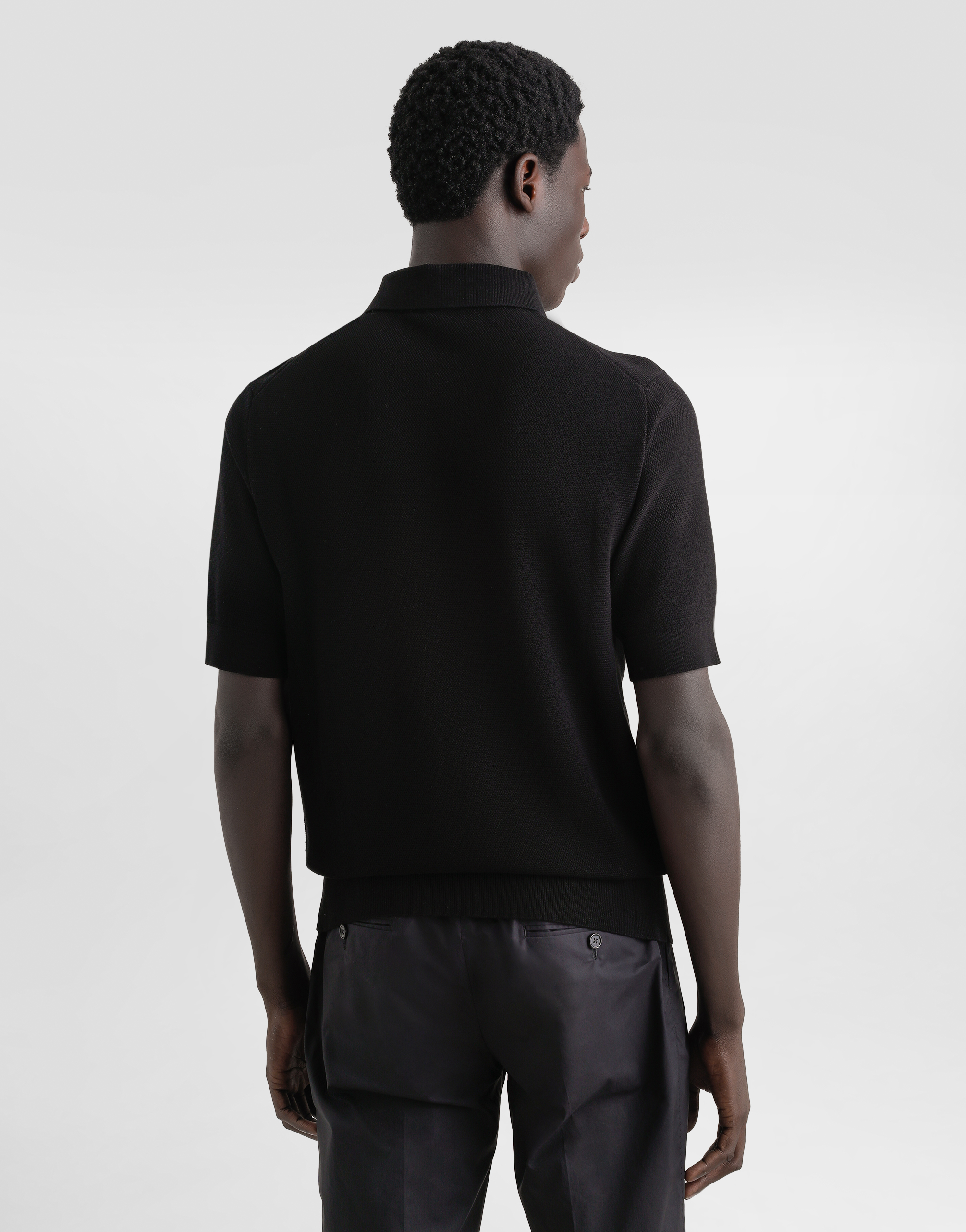 Dolce & Gabbana Cotton Polo-shirt With Logo Tag In Nero
