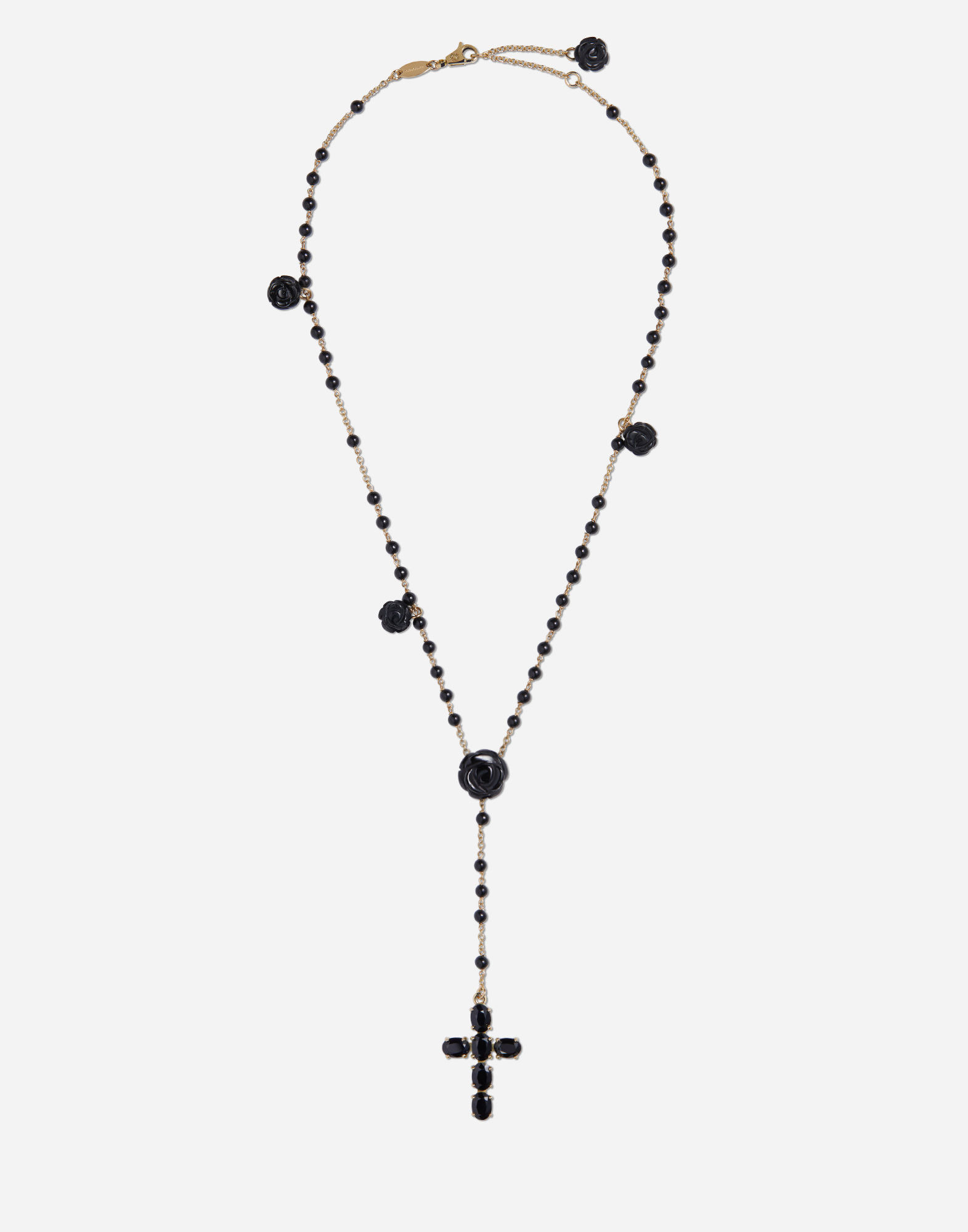 Dolce & Gabbana Tradition Rosary In Yellow Gold With Black Sapphires Gold Female Onesize