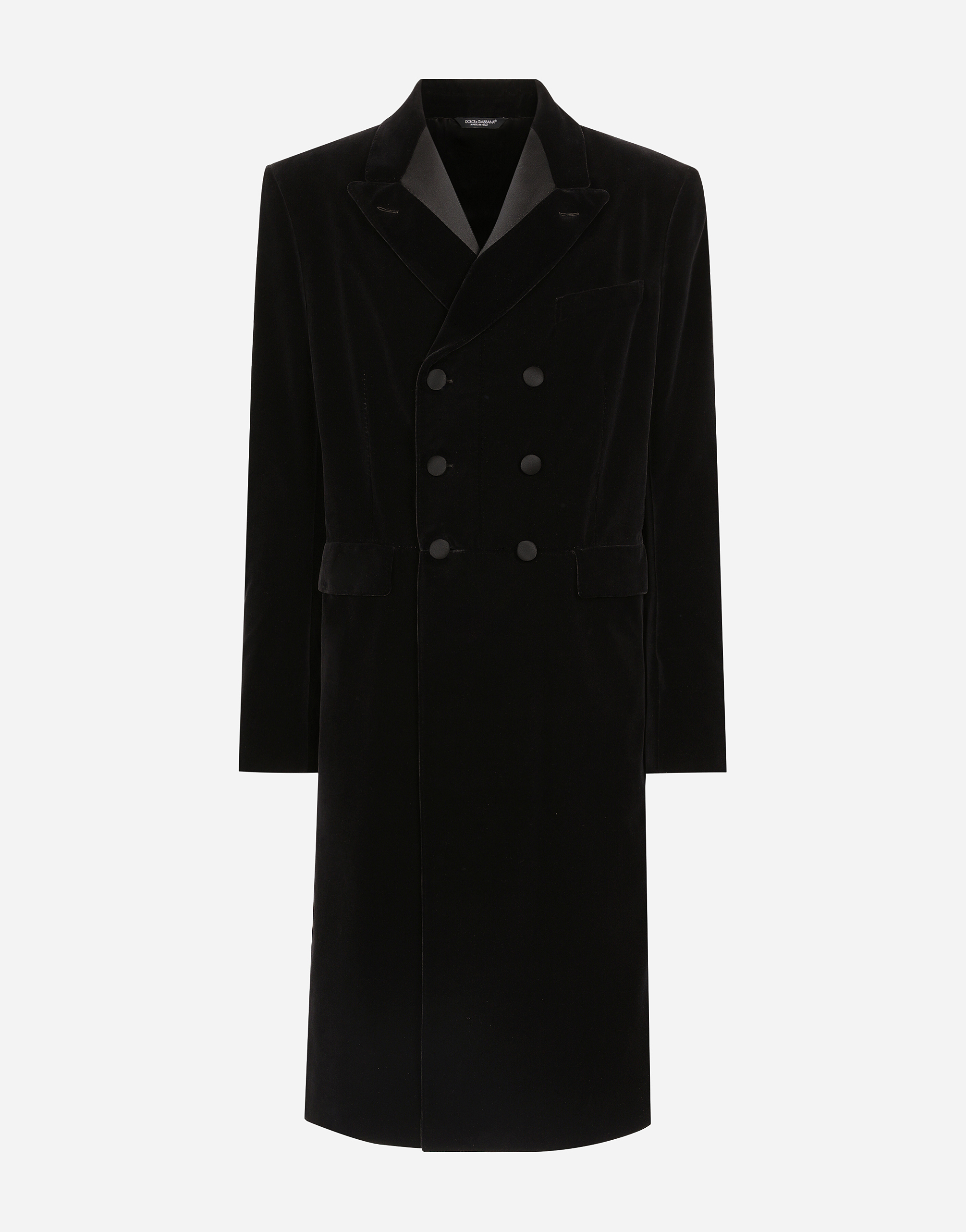 Dolce & Gabbana Velvet Coat With Satin Details - Man Coats And Jackets Black