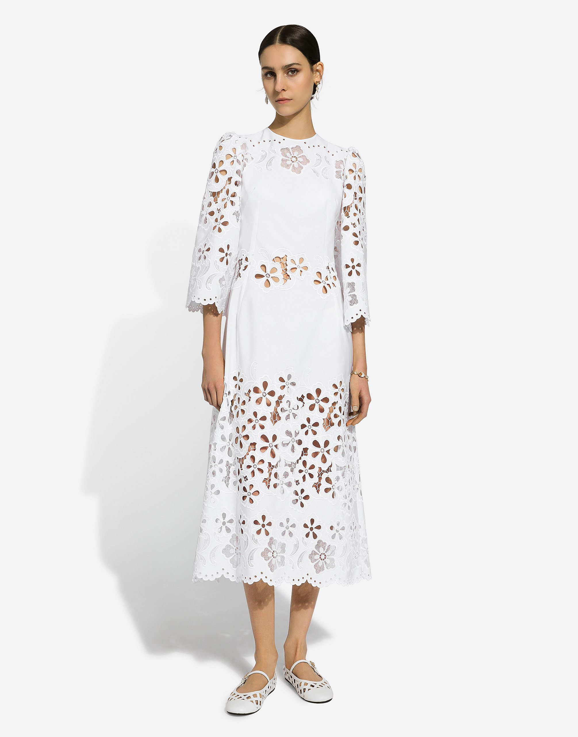 Dolce & Gabbana White Broderie Anglaise Dress In ホワイト