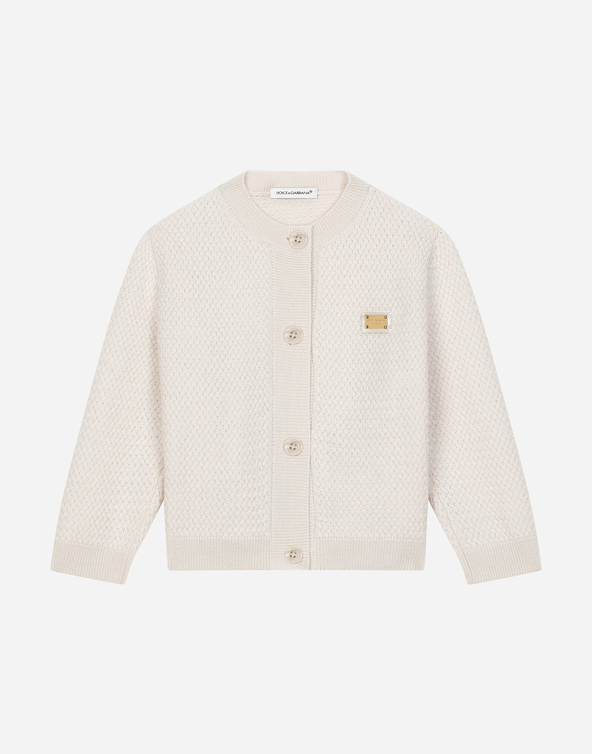 Basketweave-stitch knit cardigan