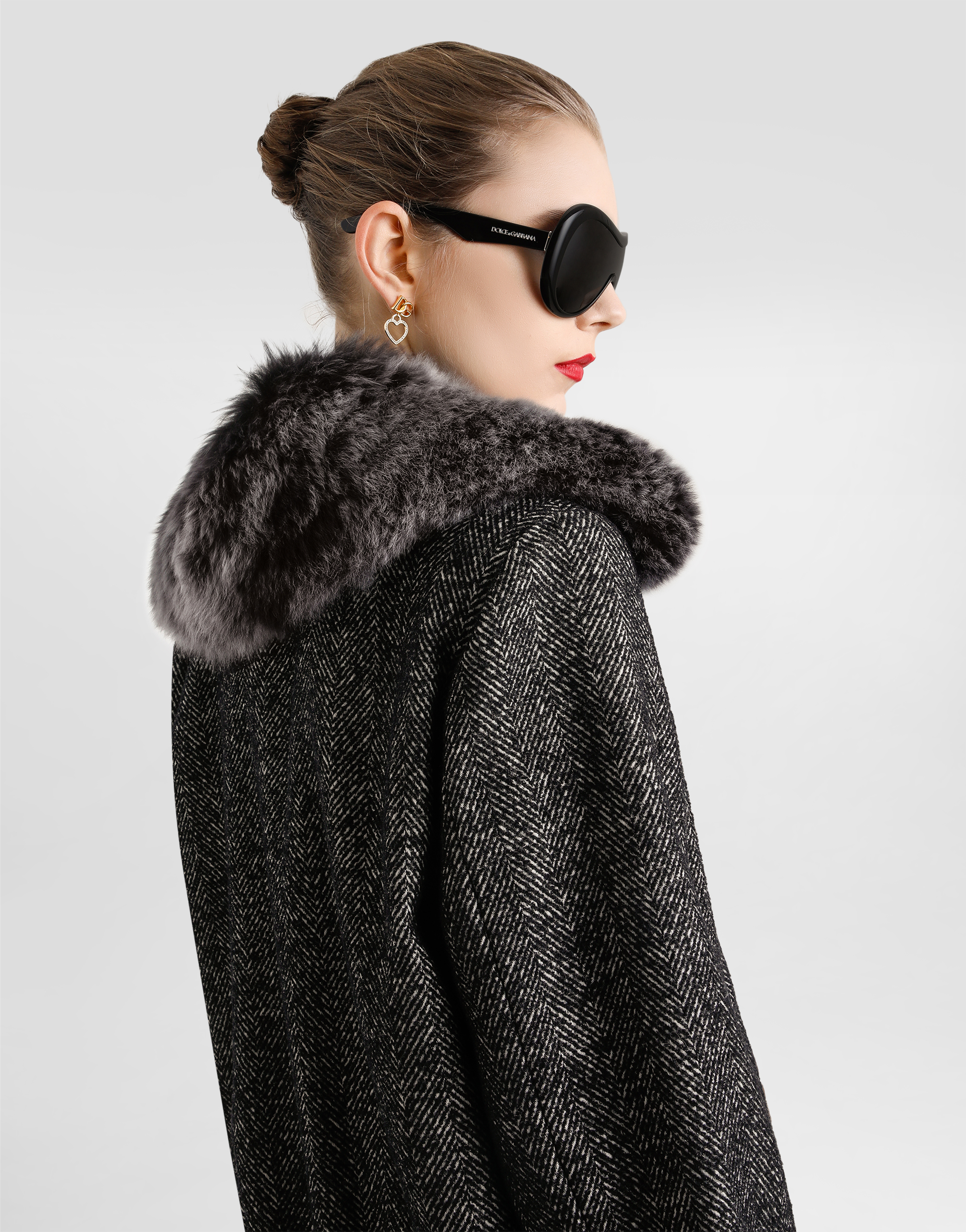 Dolce & Gabbana Wool Chevron Jacket In Multi