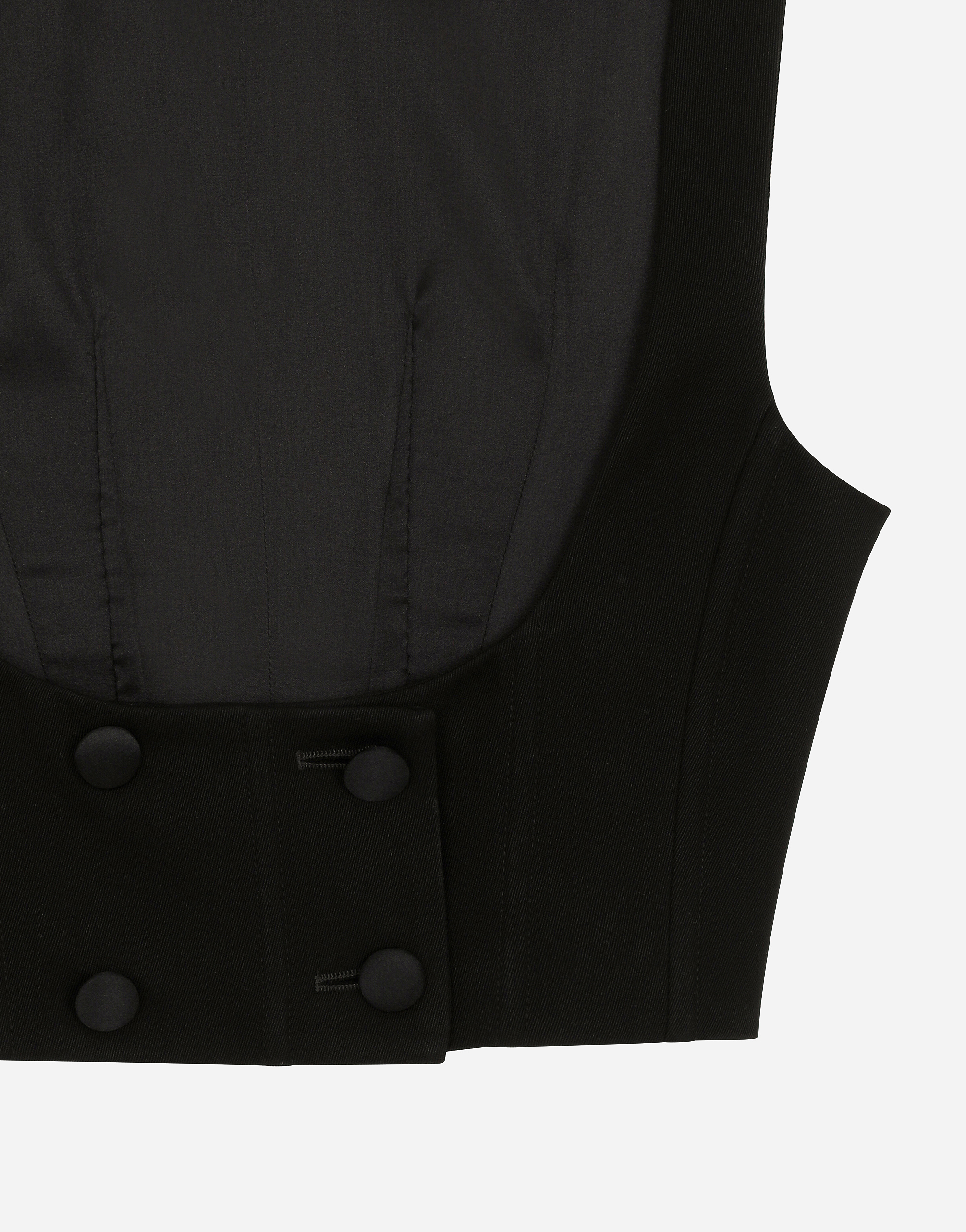 Double-breasted wool waistcoat with round neck