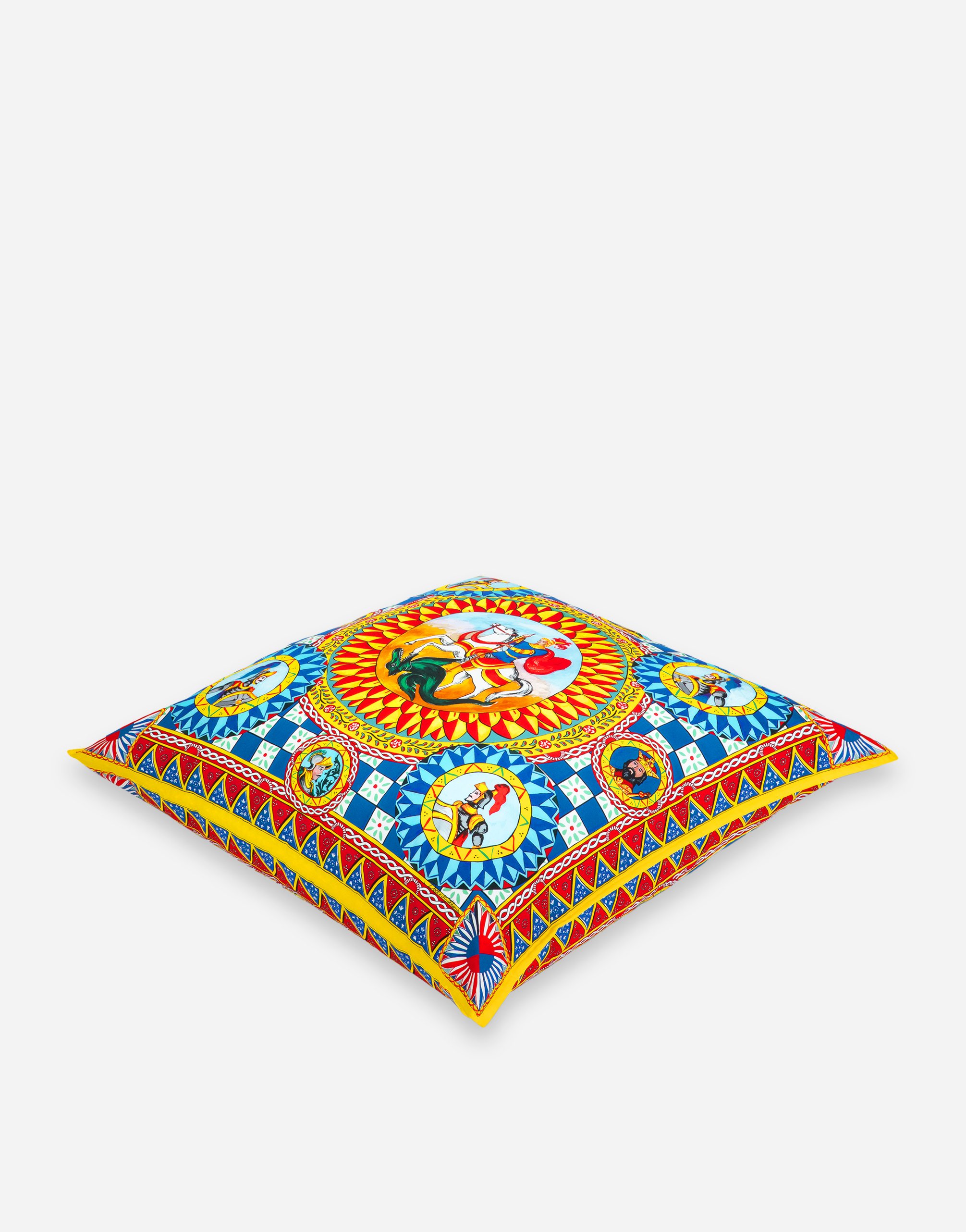 Shop Dolce & Gabbana Canvas Cushion Extra Large In Multicolor