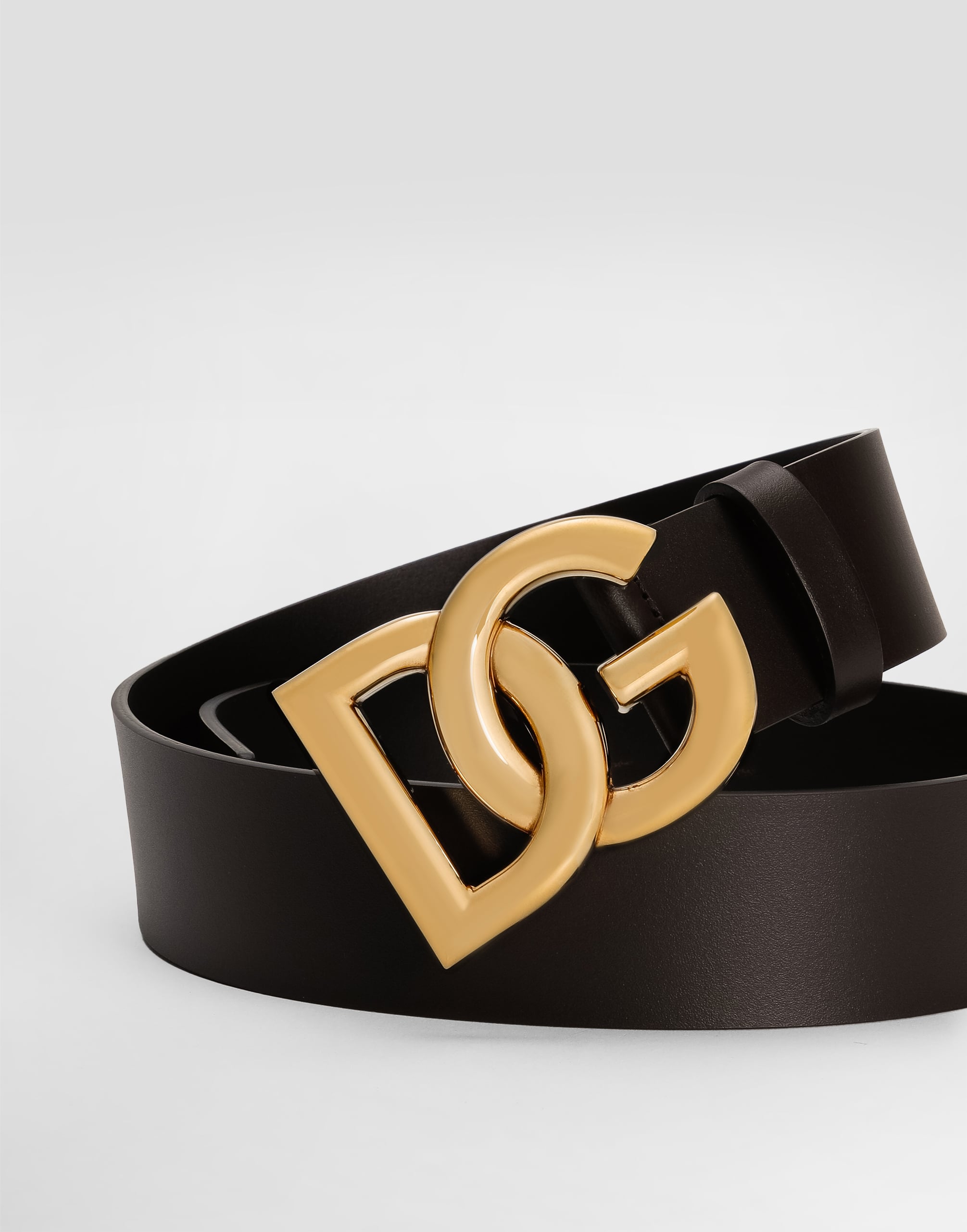  Dolce & Gabbana Lux Leather Belt With Crossover Dg Logo Buckle - Homme Ceintures Multicolore Cuir 95 