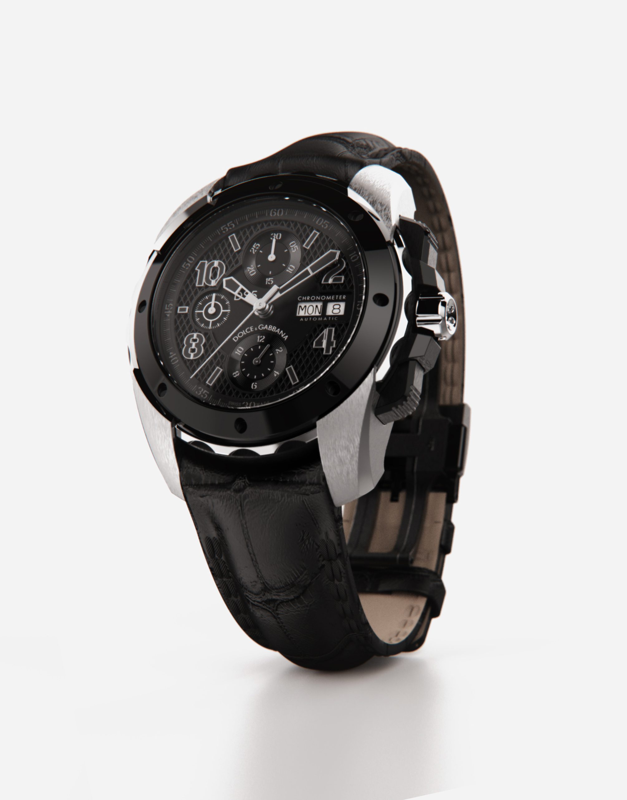 Shop Dolce & Gabbana Ds5 Watch In White Gold And Steel With Pvd Coating In Black
