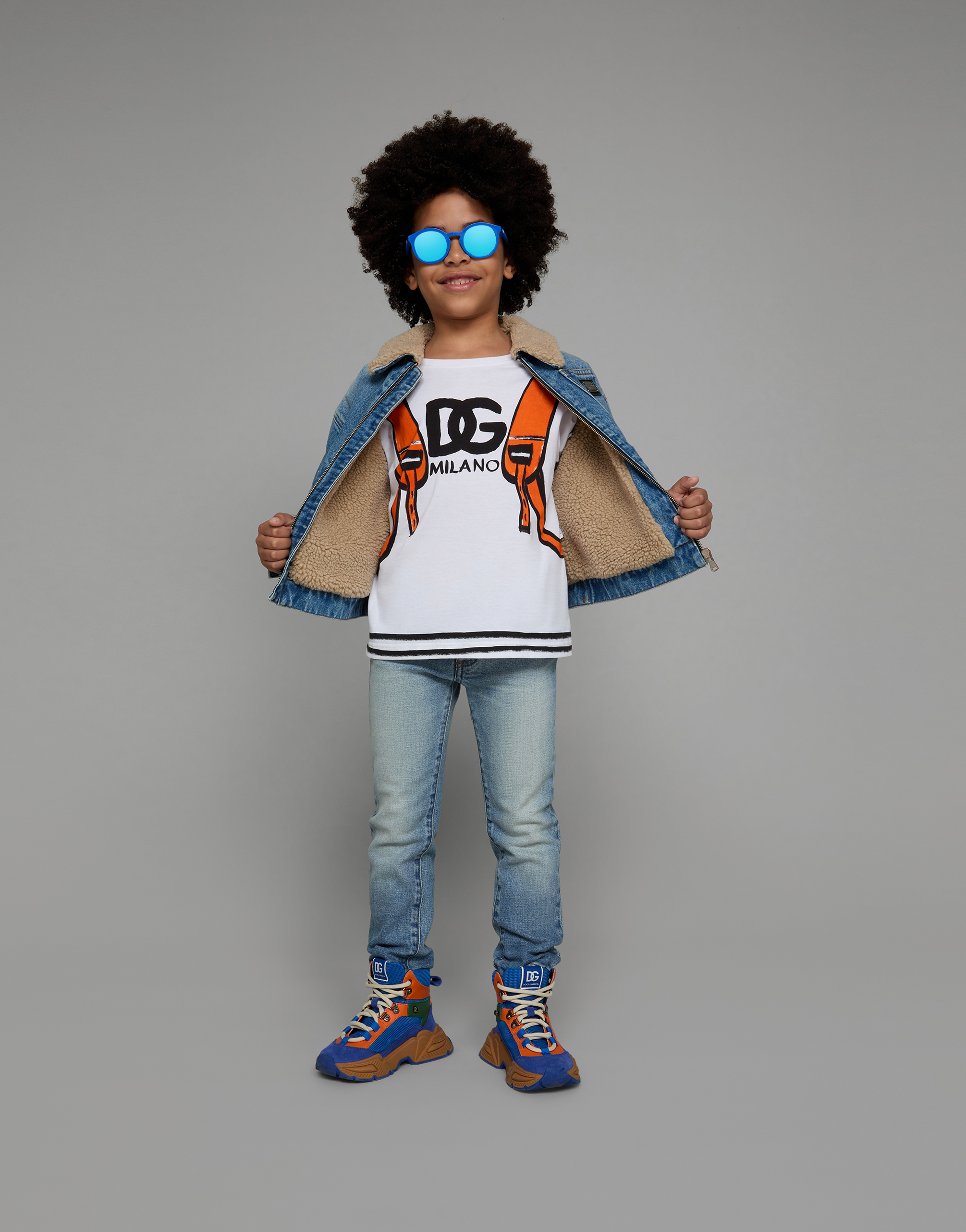 DOLCE & GABBANA DENIM JACKET WITH FAUX FUR LINING