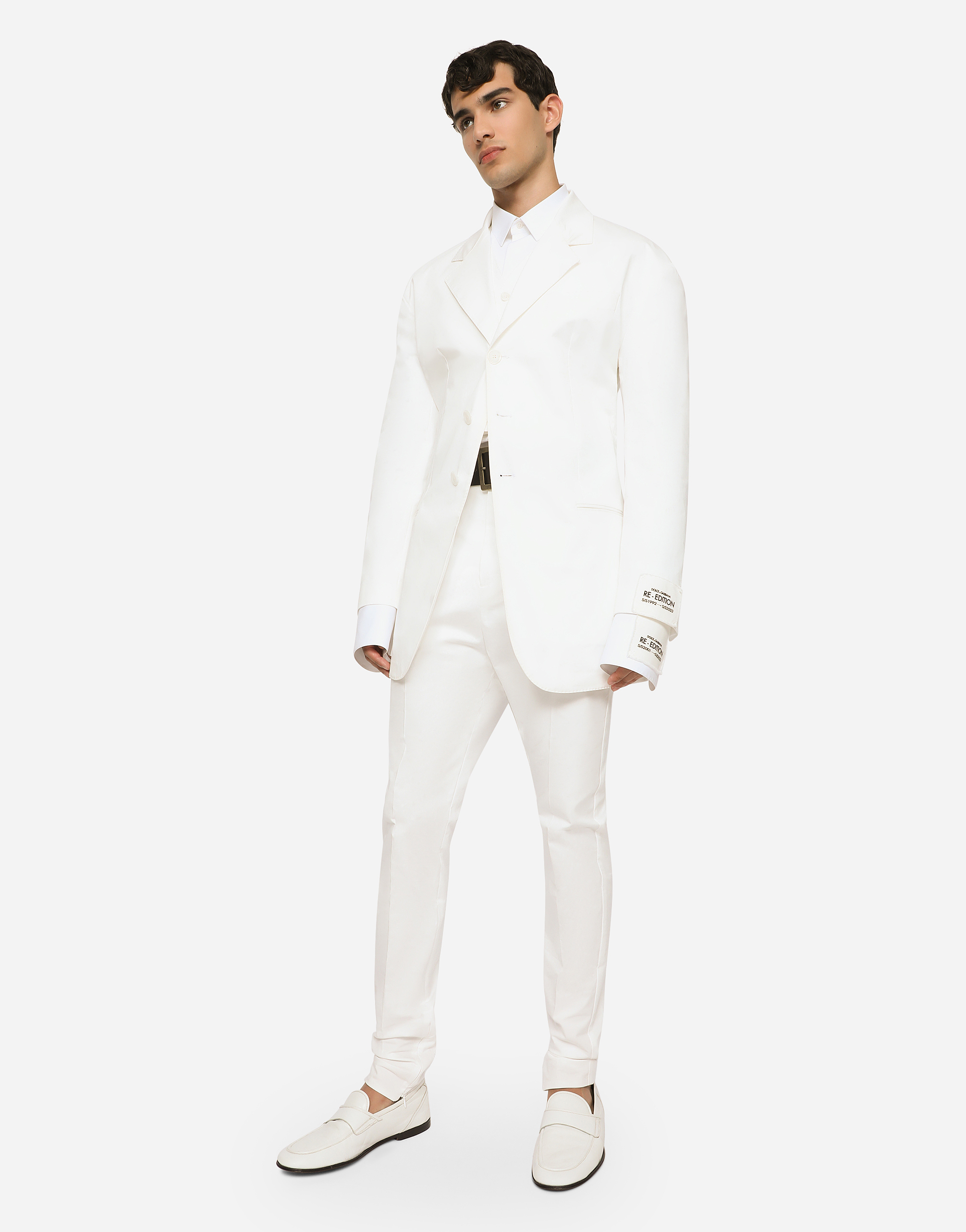 Shop Dolce & Gabbana Stretch Cotton Gabardine Jacket In White