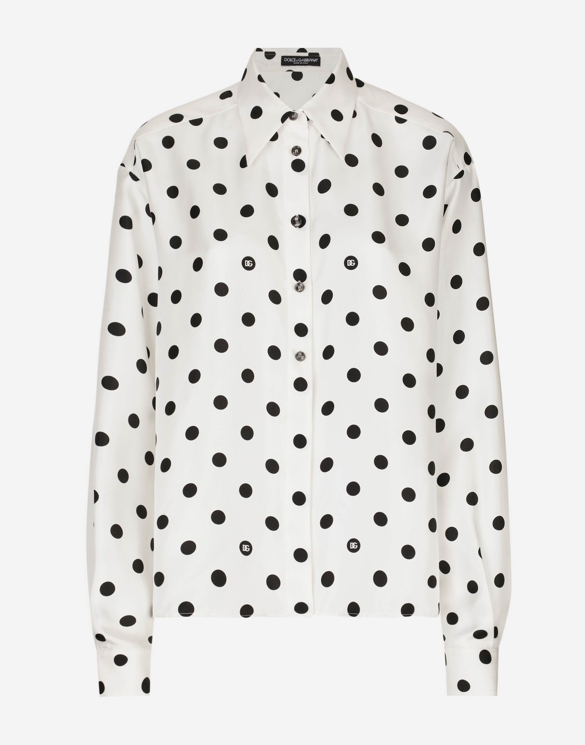 Shop Dolce & Gabbana Silk Twill Shirt With Polka-dot Print In プリ