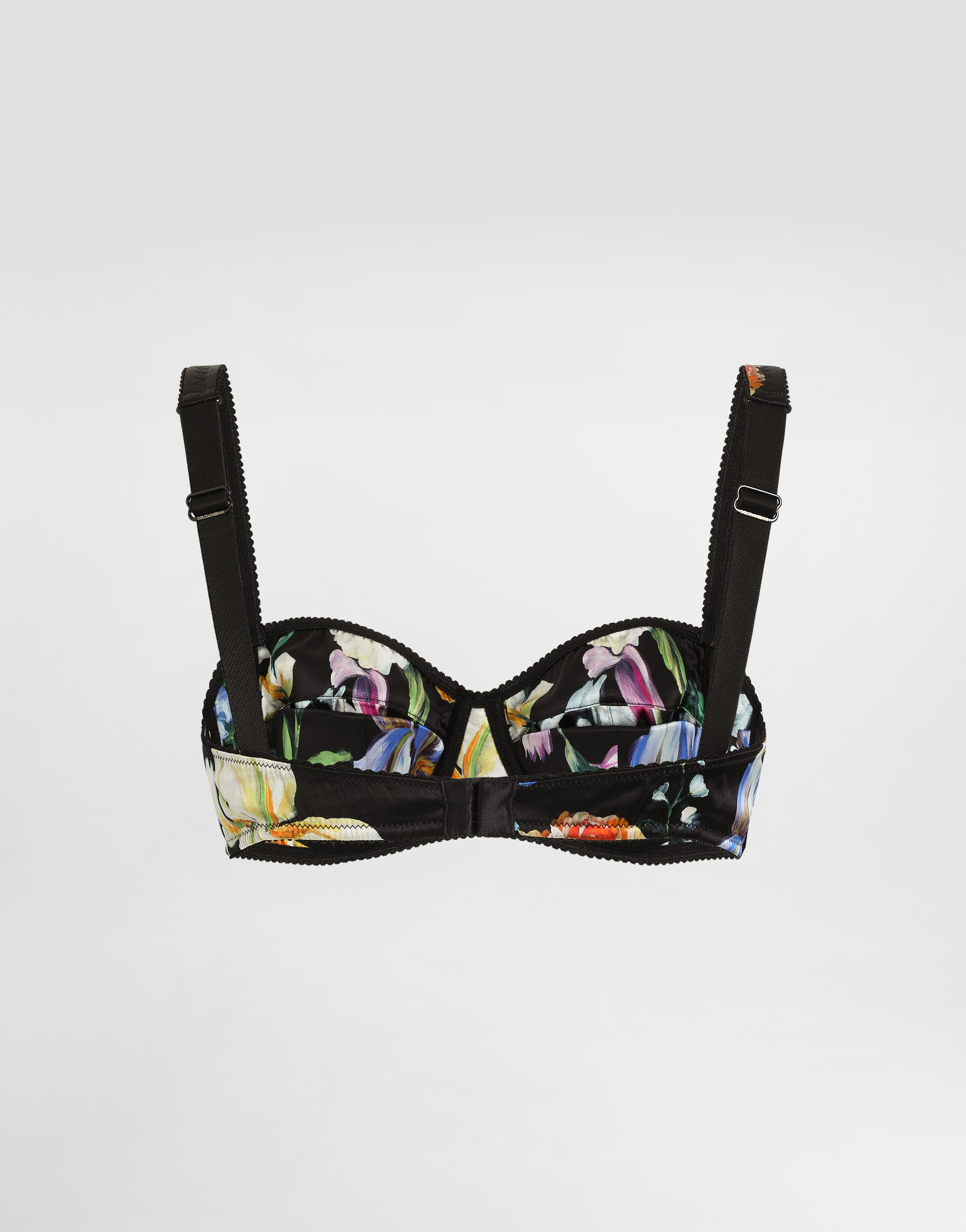 Dolce & Gabbana Satin Balconette Bra With Floral Print In Multi