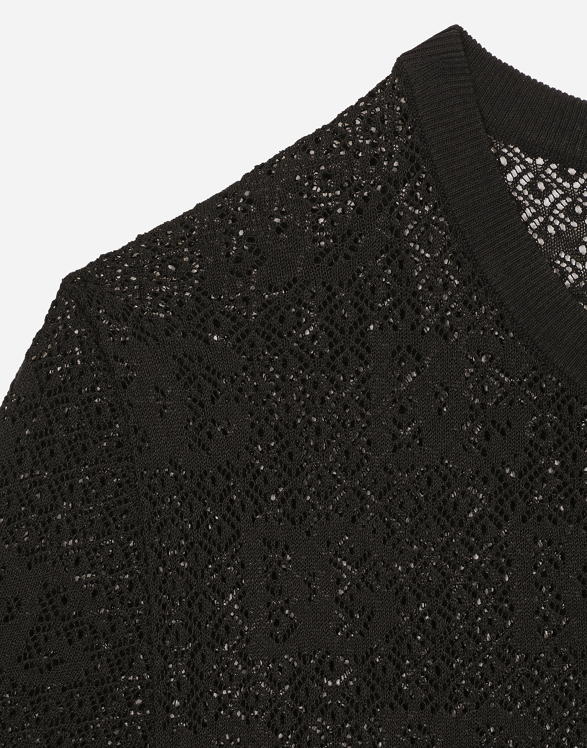 Dolce & Gabbana Open Work Top With Jacquard Logo In ブラック