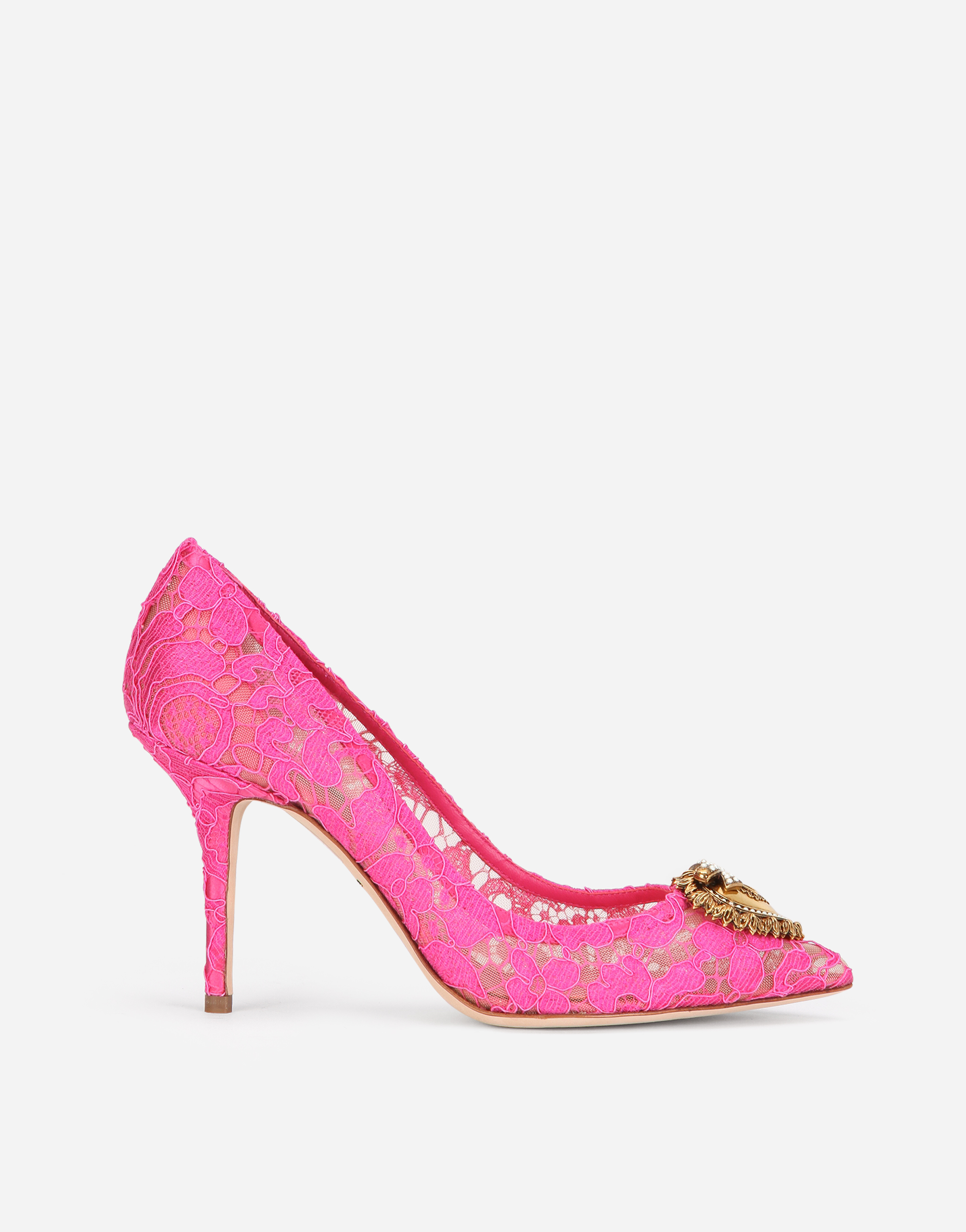Taormina lace pumps with Devotion heart in FUCHSIA for Women