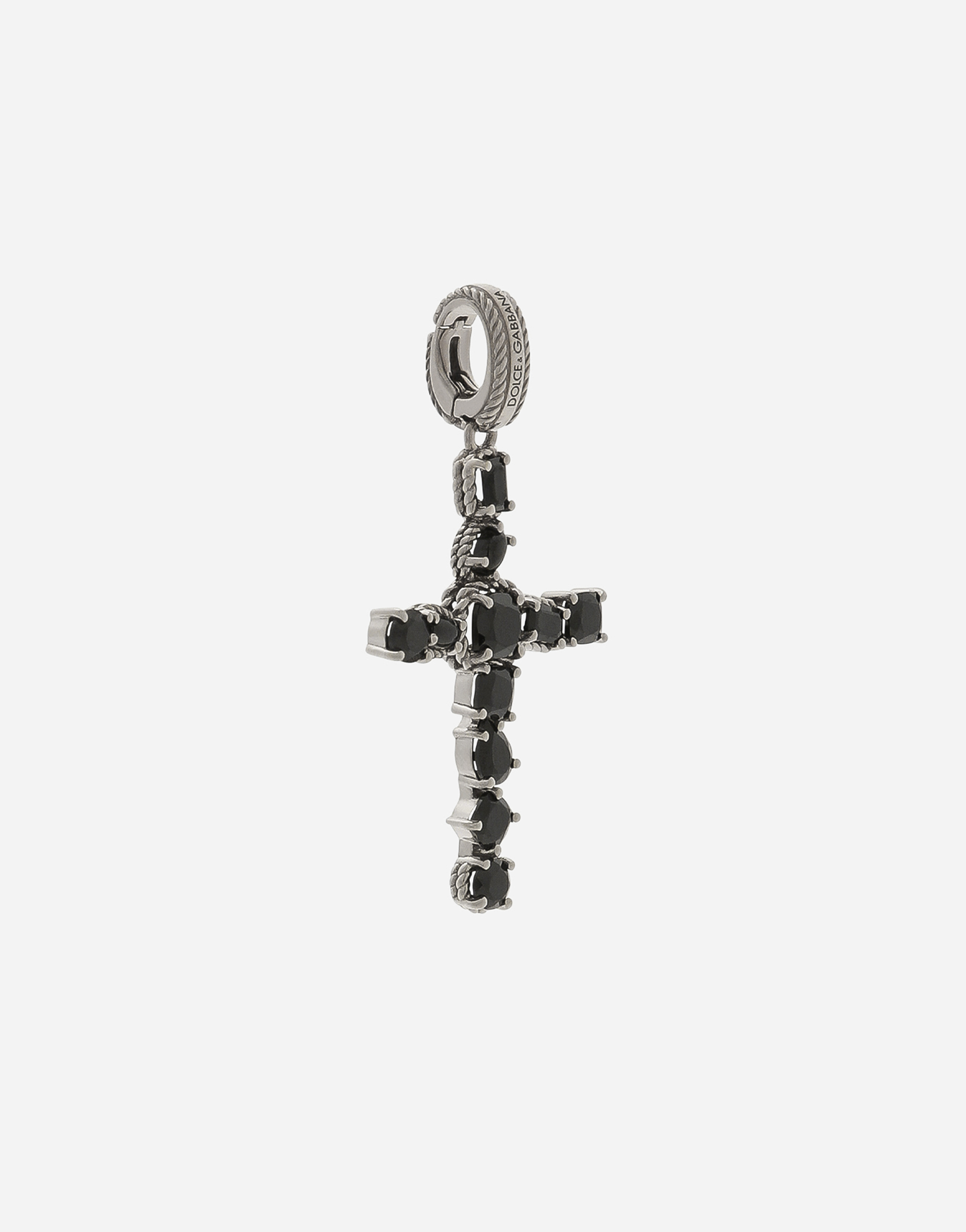 Shop Dolce & Gabbana Anna Charm In White Gold 18kt And Black Spinels