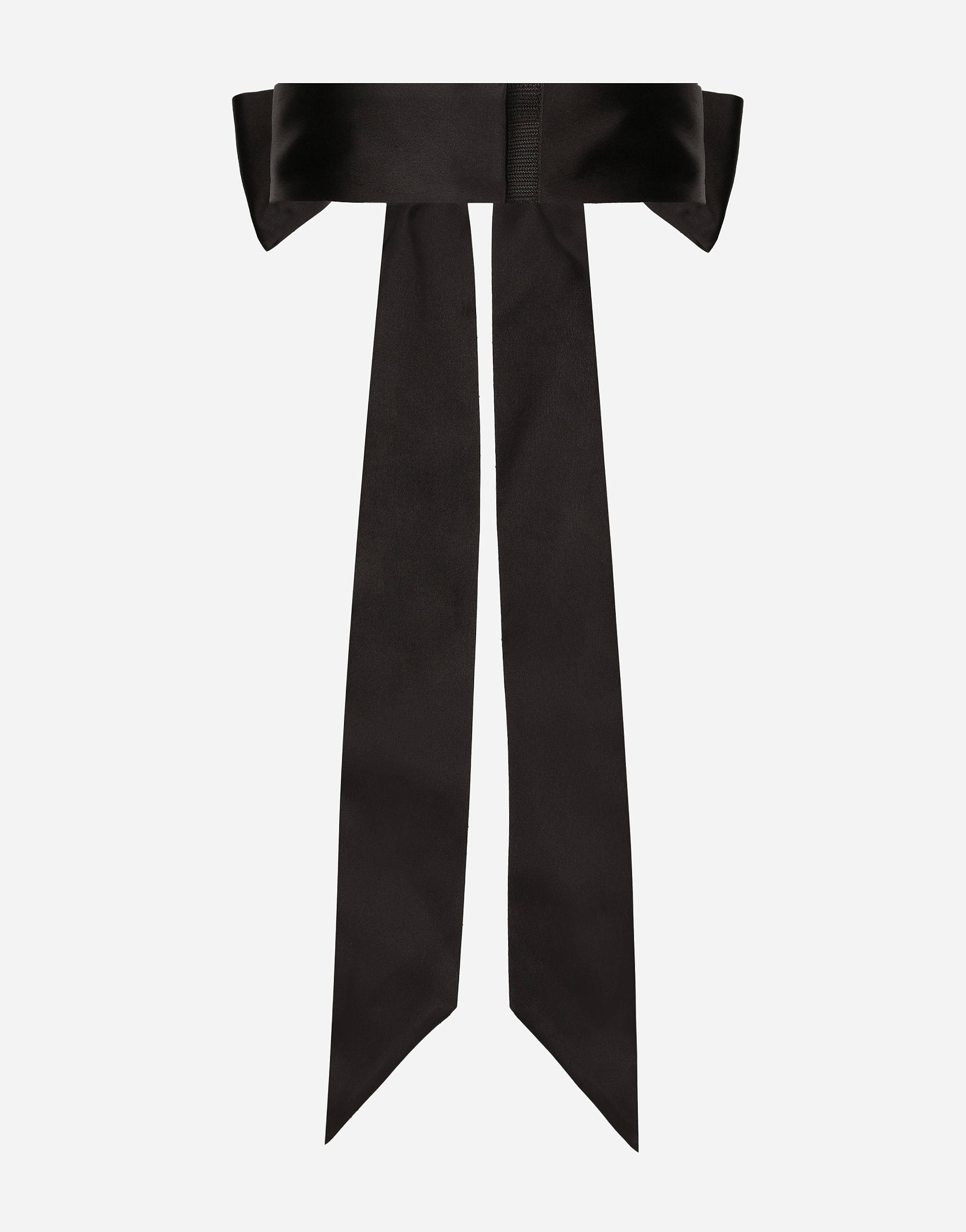 Dolce & Gabbana Silk Satin Tie Belt In Black