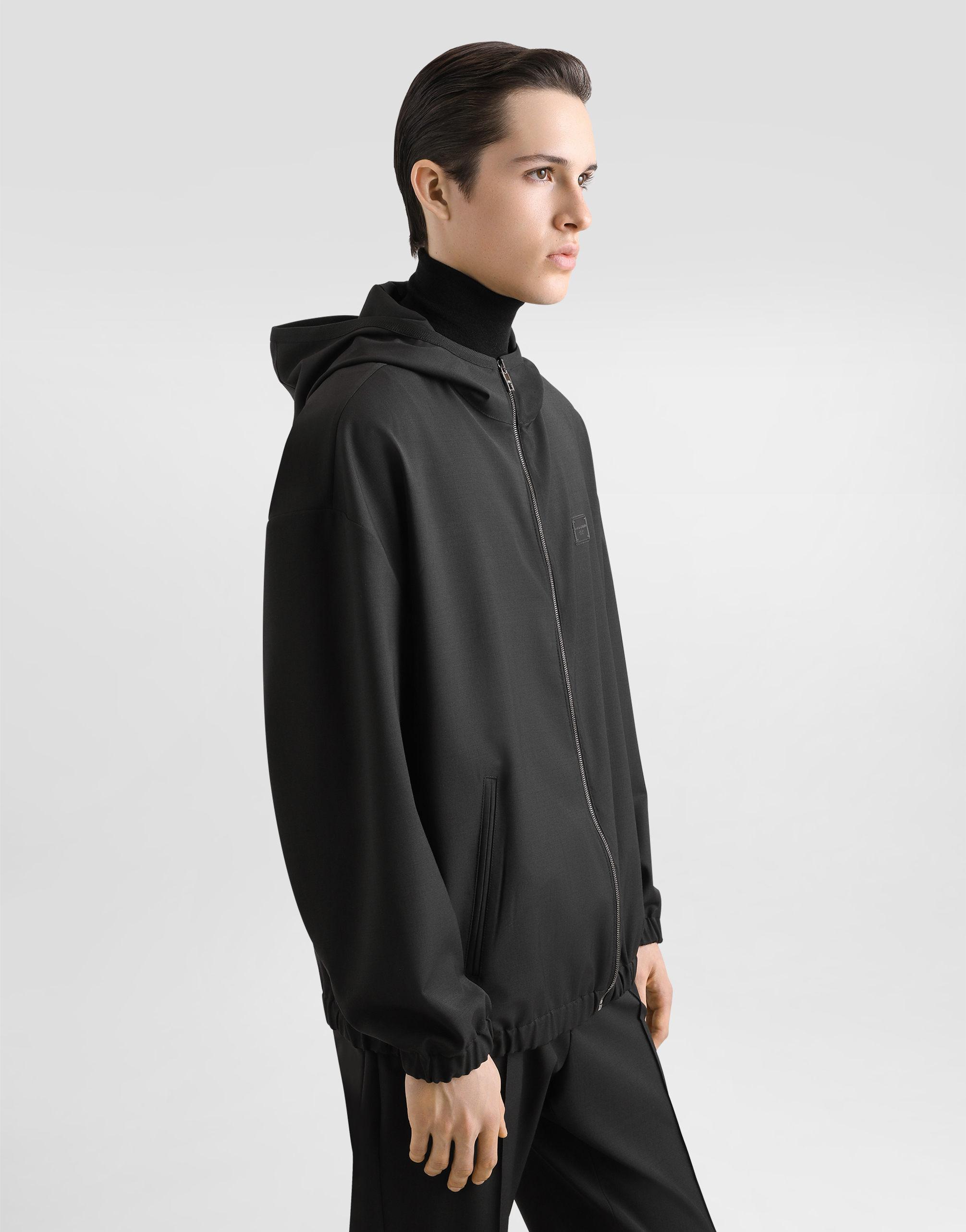 Dolce & Gabbana Hooded Woolen Jacket With Tag In Black