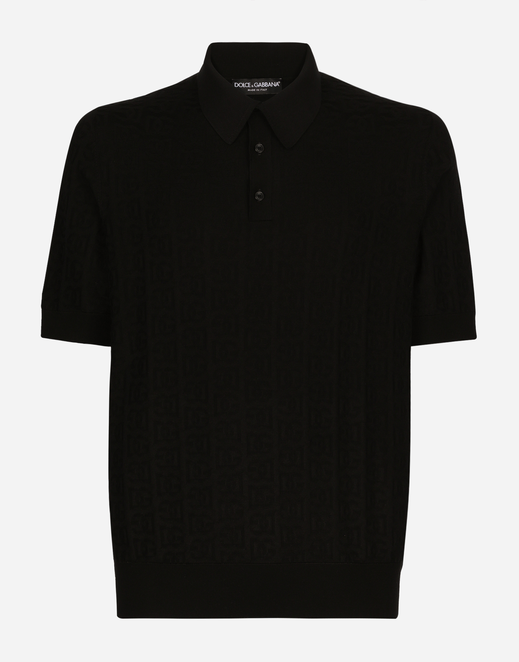 Dolce & Gabbana Silk Jacquard Polo-shirt With Dg Logo In Black