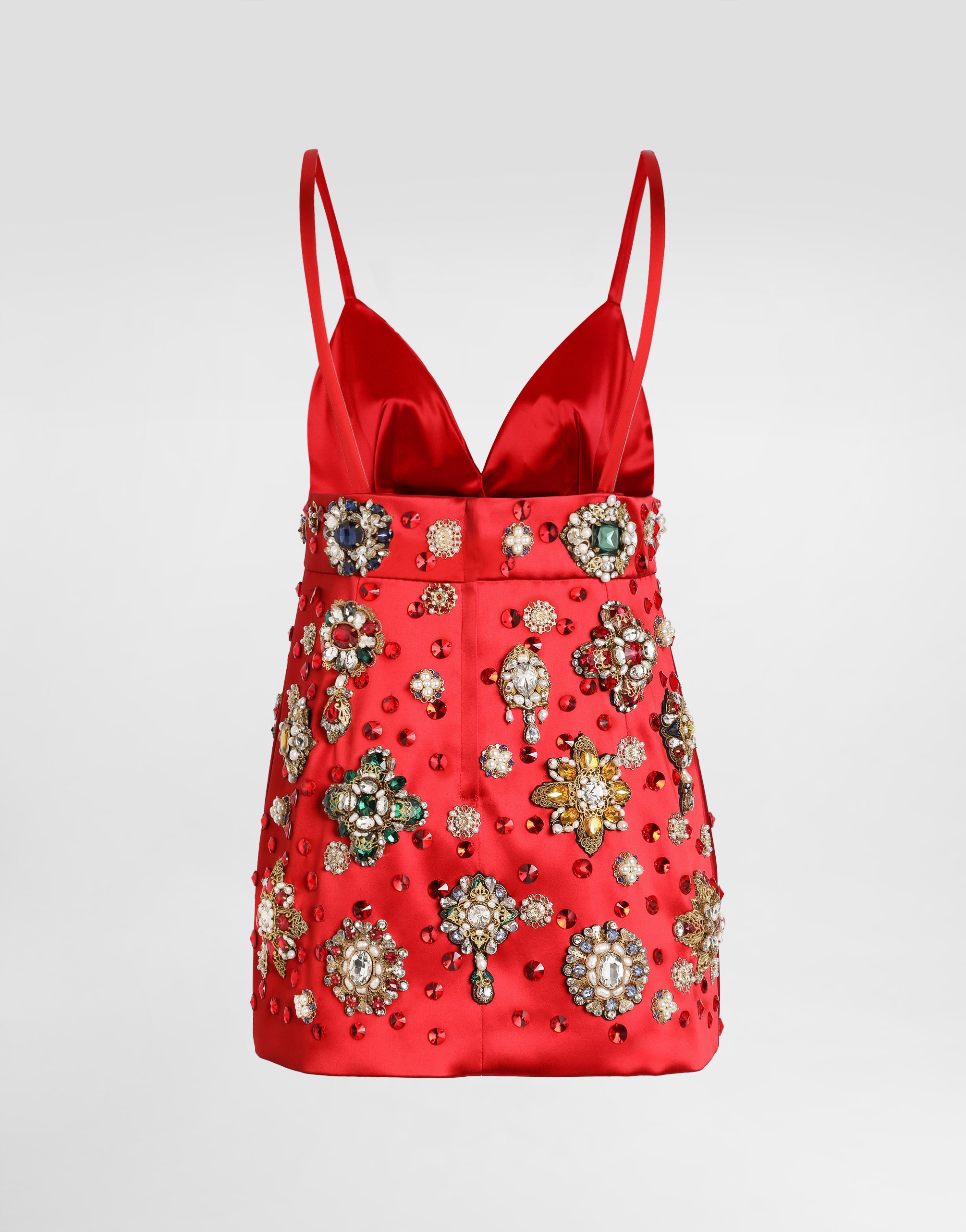 Satin dress with embroidery