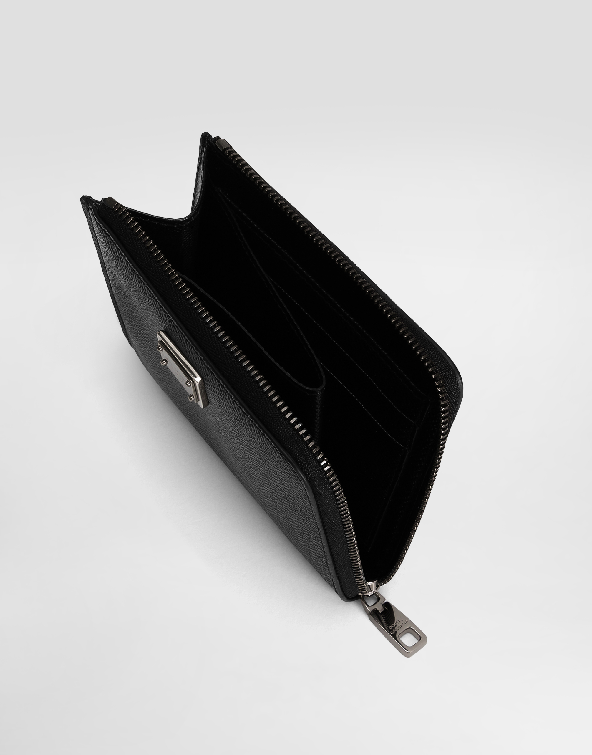 Calfskin card holder with branded plate