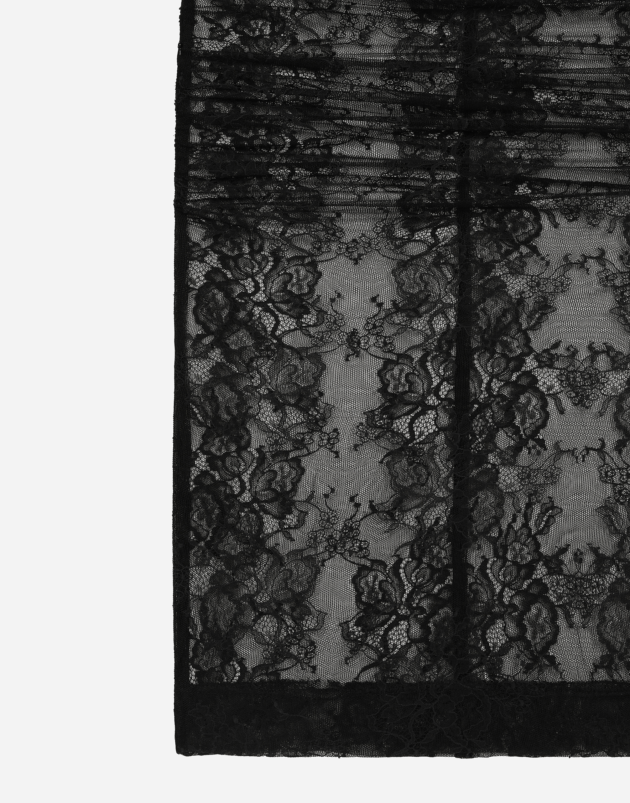 Calf-length stretch Chantilly lace slip dress