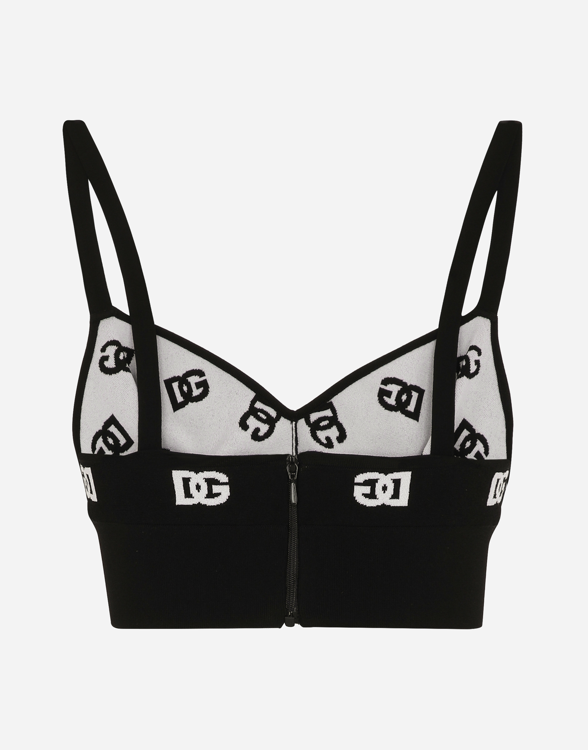 Shop Dolce & Gabbana Viscose Bralette Top With Jacquard Dg Logo In Print