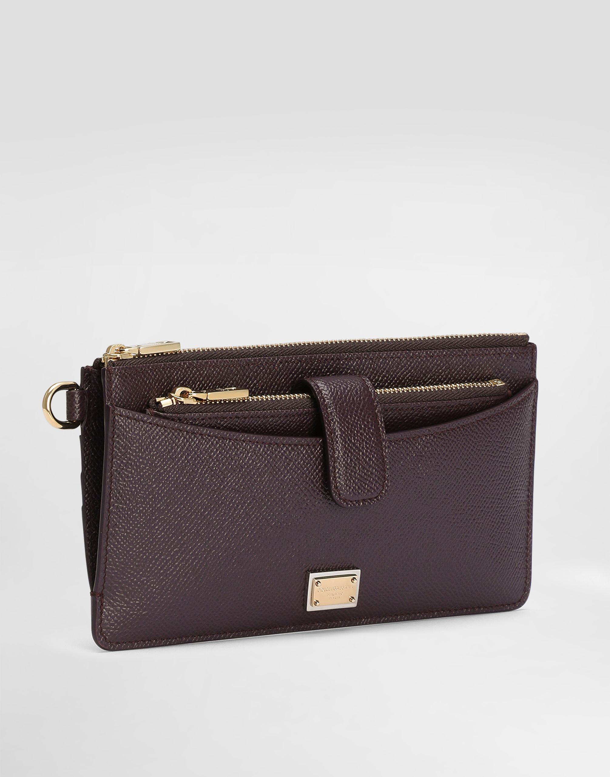Dolce & Gabbana Dauphine Calfskin Card Holder In Purple