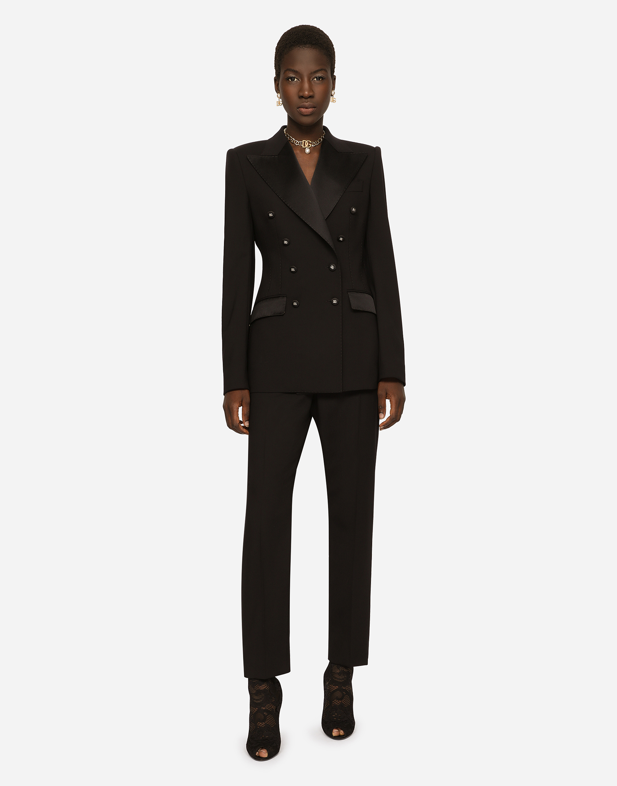 Dolce & Gabbana Double-breasted Fitted Suit Jacket In Black