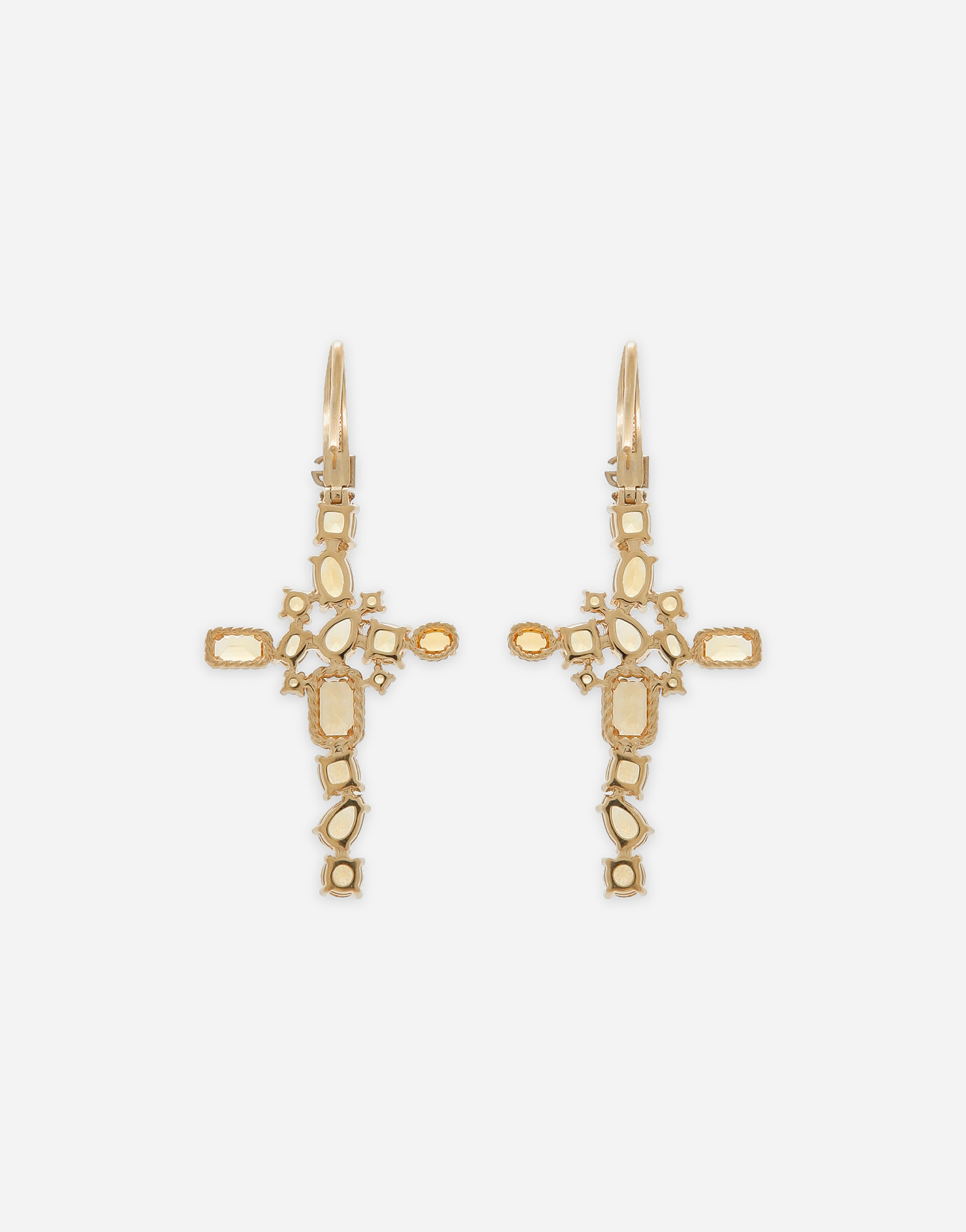 Shop Dolce & Gabbana Anna Earrings In Yellow Gold 18kt With Citrine Quartzes